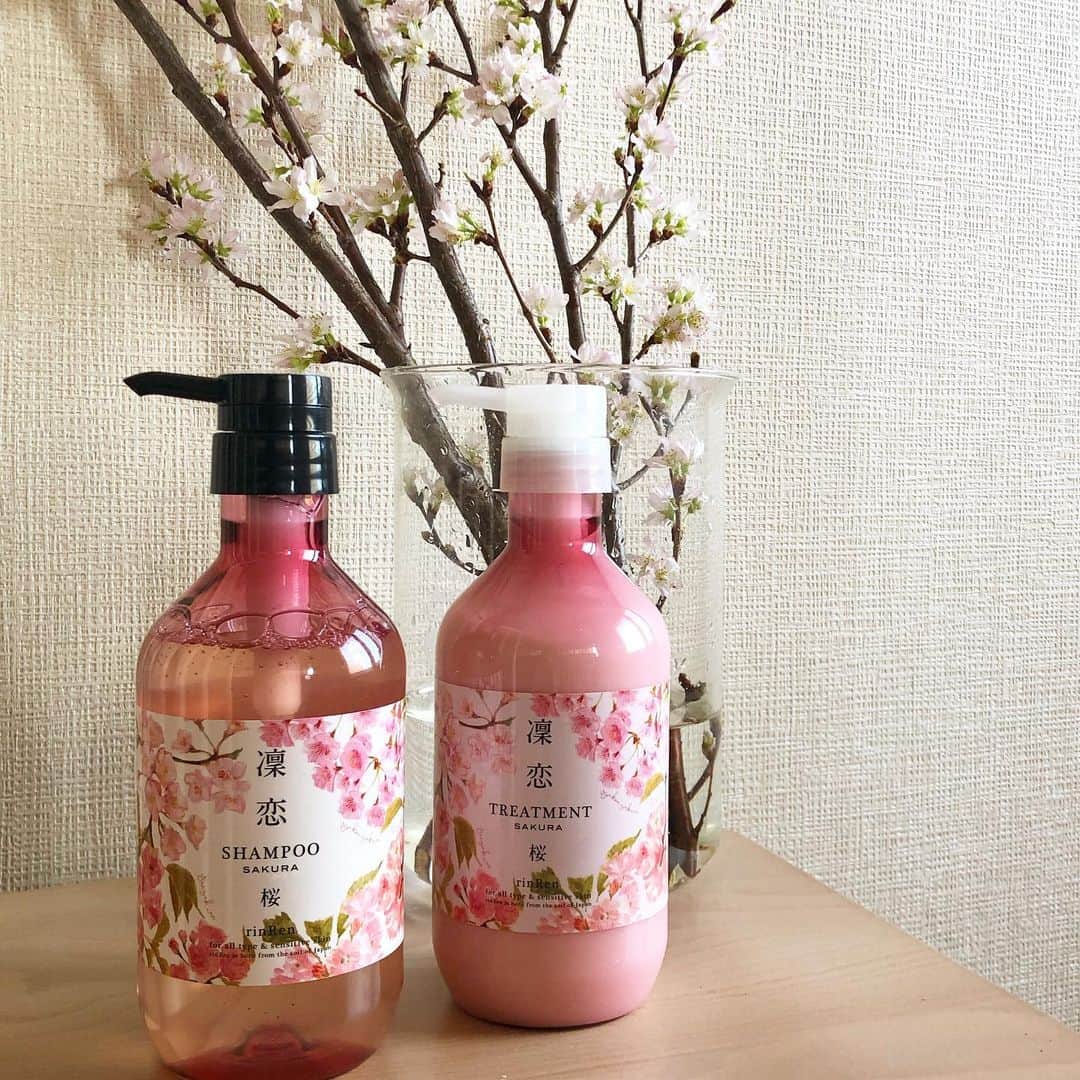 のインスタグラム：「_ #凜恋 から、 今年も桜シリーズが数量限定で発売となります🌸. . #リンレン桜 シリーズは、 頭皮環境を整えてキューティクルを補修する 8種の国産植物成分を配合しました。 . 四国産 ソメイヨシノ葉エキス 神奈川県産 里桜花エキス 愛媛県産 陽光桜花エキス 岩手県産 八重桜花酵母エキス 伊豆諸島産 椿油 長崎県五島列島産 椿花エキス 瀬戸内海産 スサビ海苔エキス 福岡県産 スイゼンジ海苔エキス . 桜舞う春風のようにさわやかな香りを 是非お試しください🌸🍃. . . 各500mL セット価格¥3,300+税 . ●先行発売　2020年2月15日(土) シンシア・ガーデン @sincere_garden  シンシア・ガーデンWebshop ロフト* @loft_official  ハンズ* @tokyuhandsinc  イオン* @aeon_japan *一部店舗を除く . ●一般発売　2020年3月15日(日) . . #凜恋 #リンレン #エシカルヘアケア #rinren #ナチュラルコスメ #BbyE #ビーバイイー #natural #植物とともに歩む暮らし」