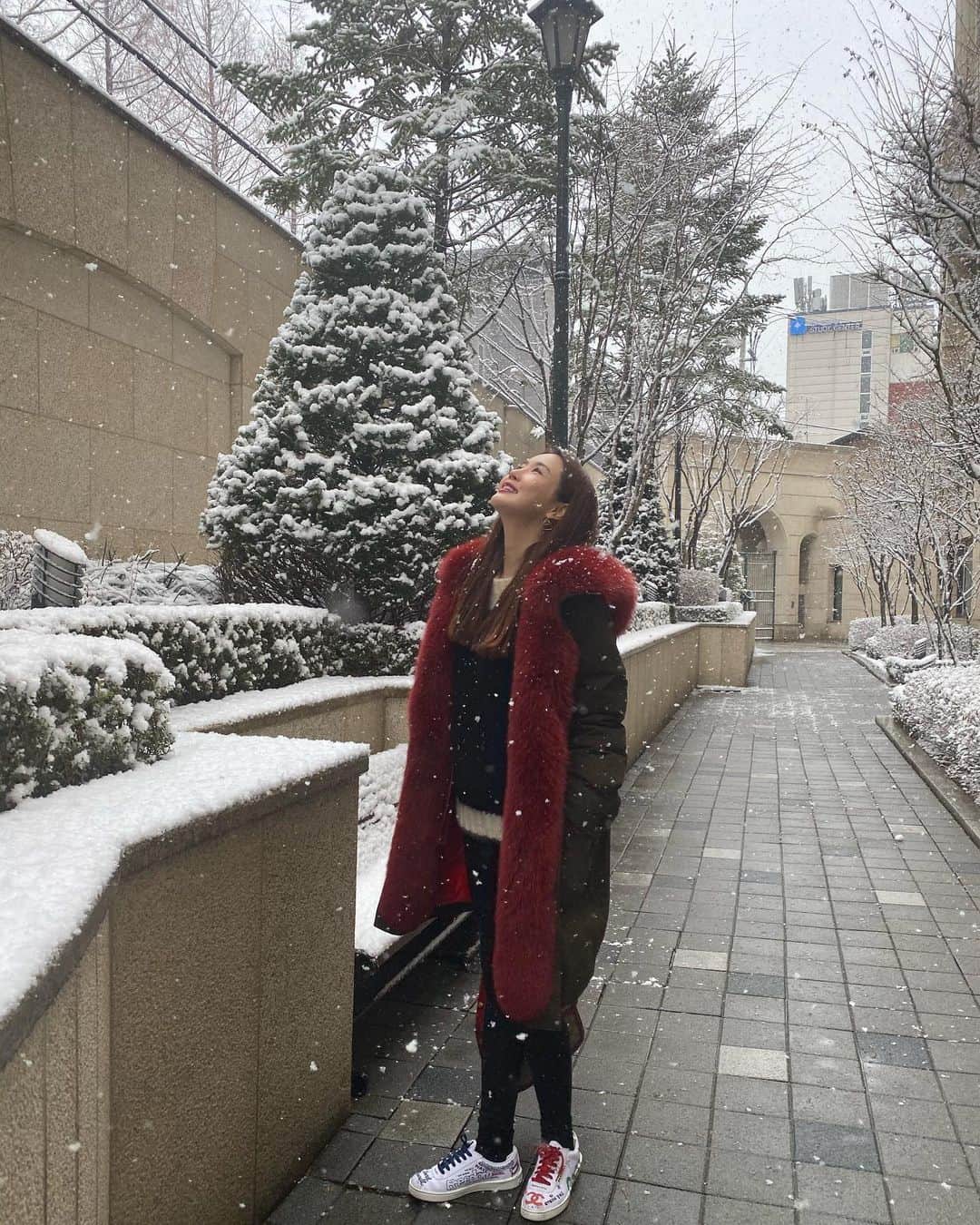 イ・ダヘのインスタグラム：「눈이 어쩜 이렇게 실하게😍 #오랜만에 #눈내리는날」