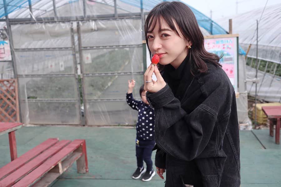 井元麻帆さんのインスタグラム写真 - (井元麻帆Instagram)「イチゴ狩り🍓🍓 と、言いたい所ですが茨城までローカル電車でのんびり向かってみたら、すでに狩り時間終わっておりました。  少し悔しかったので、農園の甘いイチゴを大量購入して(それでも1500円もしなかった！)シャンパンを買って苺を浮かべて1時間に一本ペースでしか来ない電車の待ち時間を楽しみました。  #途中から凄い趣きのホームばかりで #景色がガラっと変わって楽しさしかなかった #廃墟となった映画館を見つけたり #した 追記:一緒に行ったかれんちゃんは大遅刻かましてきた☺️☺️☺️」2月17日 8時35分 - maho_imoto