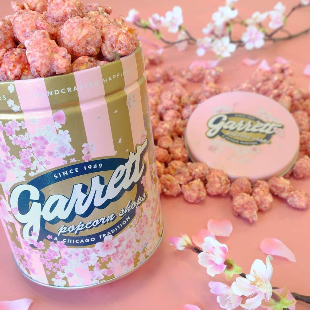 ギャレット ポップコーン ショップスさんのインスタグラム写真 - (ギャレット ポップコーン ショップスInstagram)「＼春先どりの限定商品🌸／﻿ ﻿ 毎年人気の『Garrett SAKURA 缶』が期間限定で登場🌸﻿ ﻿ 今年は柔らかなピンクとゴールドのストライプに満開の桜をイメージした華やかで可愛らしいデザイン缶と昨年大好評だった『ベリーベリーホワイトチョコレート』が復活😋🌟﻿ ﻿ 旬のイチゴを贅沢に使用した「ストロベリー キャラメルクリスプ™」を甘いホワイトチョコレートでコーティングし、イチゴのフレークを散らした”イチゴづくし”の限定レシピ🍓﻿ 春を感じさせるピンク×ピンクのデザイン缶と限定レシピの組み合わせがCute☺！﻿ ﻿ 友人や恋人へのプレゼントにいかがですか？💕」2月17日 11時00分 - garrettpopcornjp