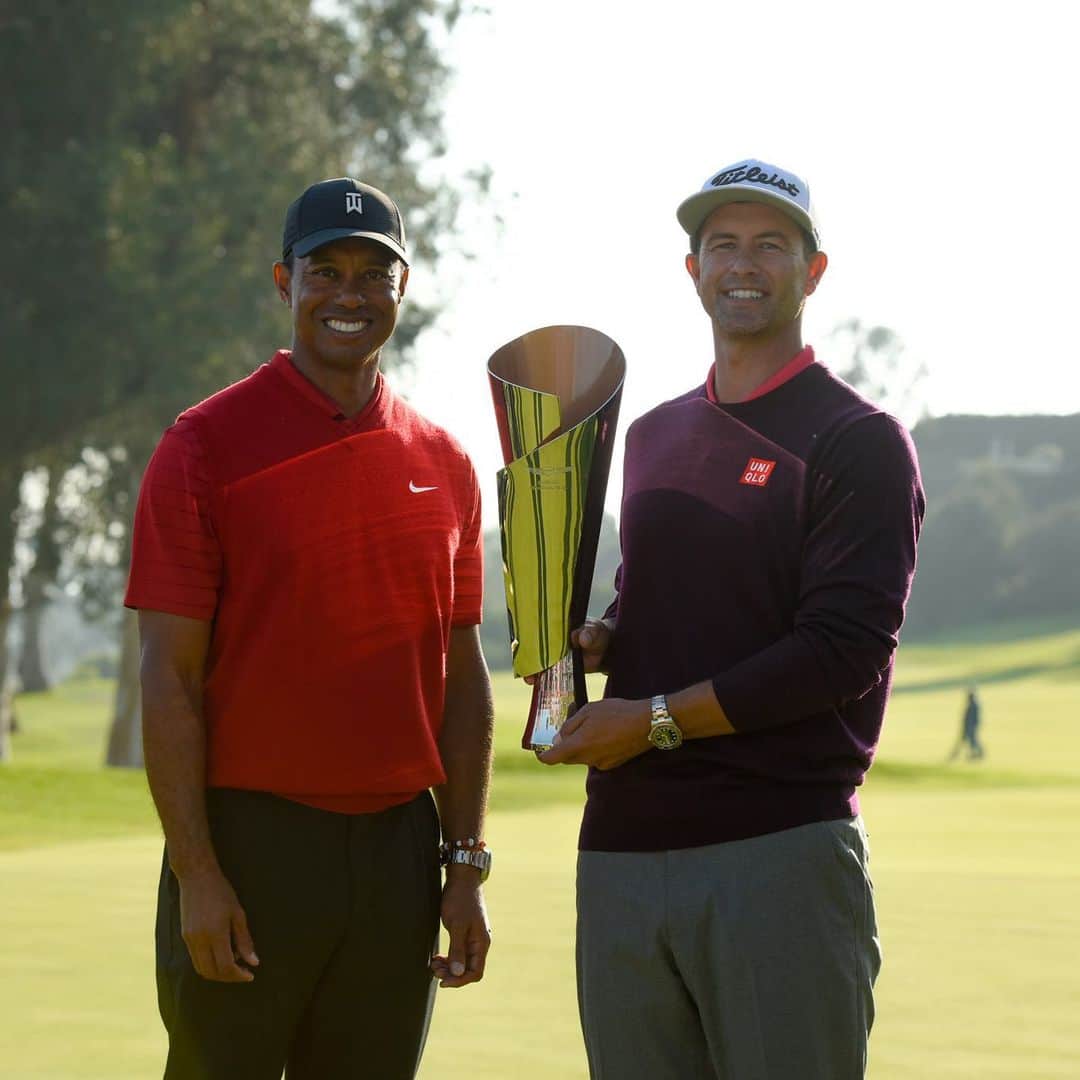 タイガー・ウッズのインスタグラム：「‪Congratulations to @adamscottofficial on winning @thegenesisinv. Thank you to my wonderful @tgrliveevents staff and to each player and fan who helped support this year’s event, benefitting @tgrfound. ‬」
