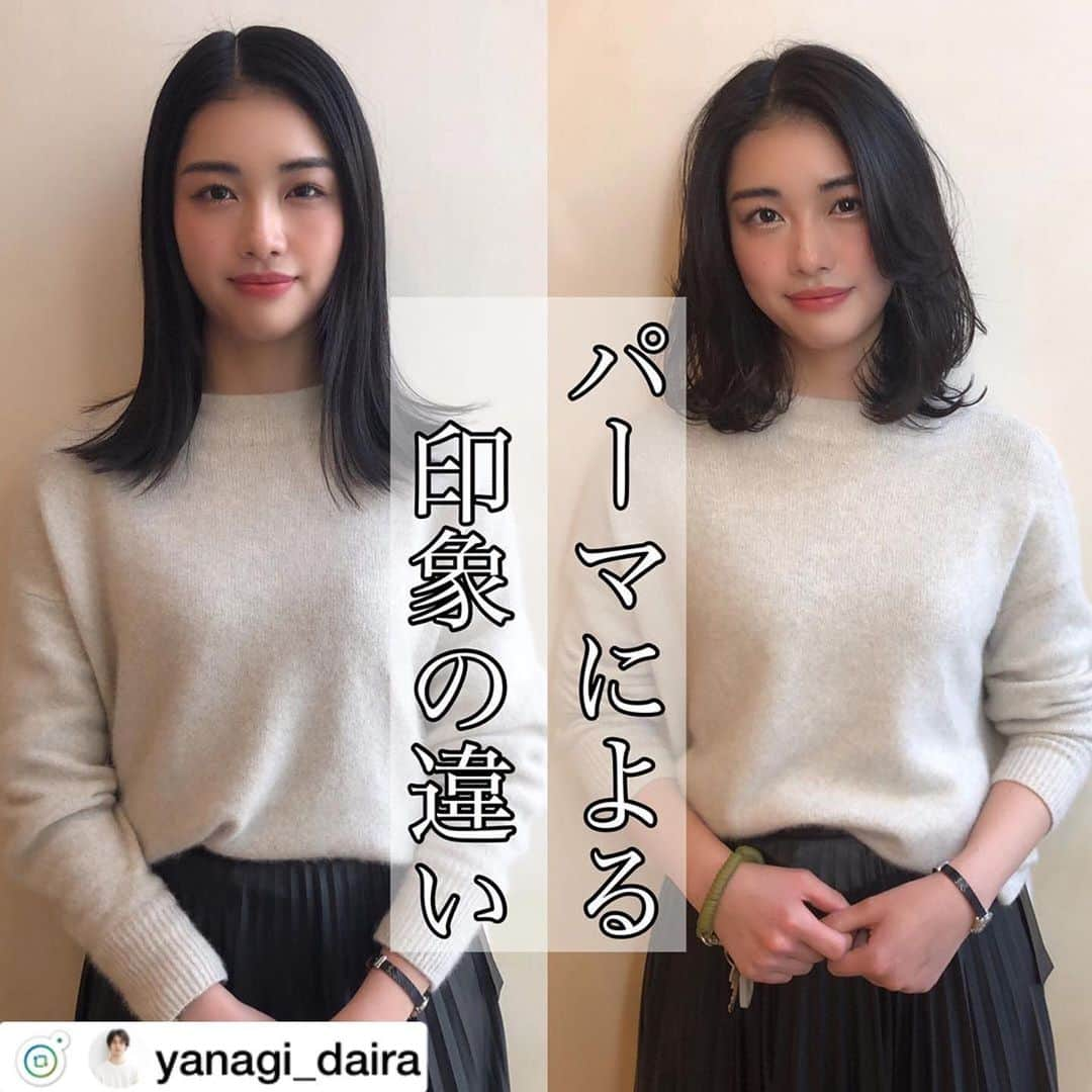 美容室ZACCさんのインスタグラム写真 - (美容室ZACCInstagram)「#repost  担当/統括/柳平岳慶  ストレートヘアーとパーマヘアーの印象の違いです✨  ストレートヘアーはシャープでクールな印象になりやすく、フェミニンなファッションに似合いにくいです🤦‍♀️ パーマヘアーは柔らかい曲線が特徴で、フェミニンなファッションとも相性バッチリです🙆‍♂️ ふんわりさせると小顔効果も出るのでオススメです。  春に向けてパーマ増えてます😊 ∽∽∽∽∽∽∽∽∽∽∽∽∽∽∽∽∽∽∽∽∽∽∽ ✂︎ZACCvie✂︎ 東京都港区北青山3-11-7Aoビル４F 表参道駅【B2】出口徒歩1分 ☎︎03-5468-5882 ∽∽∽∽∽∽∽∽∽∽∽∽∽∽∽∽∽∽∽∽∽∽∽ 〜price〜  前髪cut・・・1,000円+tax cut・・・7,000+tax cut&color・・・15,000+tax cut&perm・・・15,000+tax デジタルパーマ・・・19,000＋tax cut&treatment・・・13,500+tax cut&straight・・・23,500+tax 髪質改善・・・13,000＋tax ◆ご質問はお気軽にDM下さい☺︎ 営業時間  月曜日12:00〜21:00 火曜日定休日 水曜日10:00〜21:00 木曜日10:00〜21:00 金曜日12:00〜21:00 土曜日10:00〜19:00 日曜日10:00〜19:00 ∽∽∽∽∽∽∽∽∽∽∽∽∽∽∽∽∽∽∽∽∽∽∽∽∽∽∽ ・ ・  #大人髪型#大人ヘアースタイル#大人女性#カット上手い#zacc#柳平岳慶#表参道美容室#zaccvie#デジパー#デジタルパーマ#パーマ#ミディアムヘアーパーマ#黒髪パーマ#黒髪ミディアムパーマ#黒髪美人#黒髪ミディアム#黒髪髪型#黒髪ヘアアレンジ」2月17日 11時58分 - zacc_hairsalon