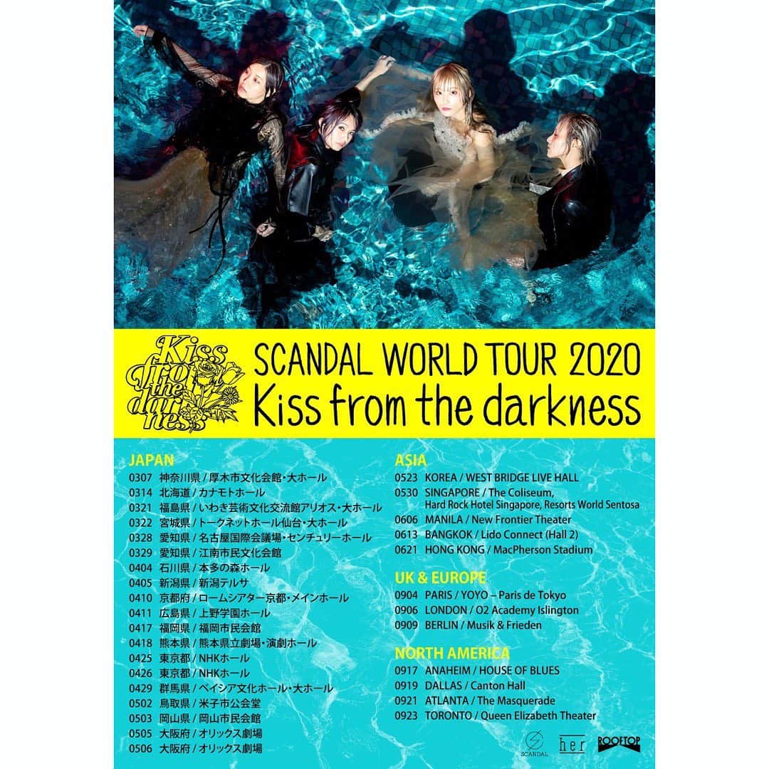 SCANDALさんのインスタグラム写真 - (SCANDALInstagram)「‪SCANDAL WORLD TOUR 2020『Kiss from the darkness』チケット発売中！！ --- SCANDAL WORLD TOUR 2020『Kiss from the darkness』Ticket available now!! #scandal #her #kftd」2月17日 18時10分 - scandal_band_official