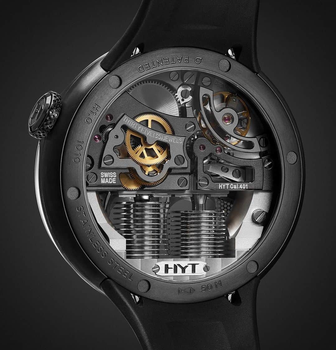 Daily Watchさんのインスタグラム写真 - (Daily WatchInstagram)「The new @HYTwatches H1.0 Mr Porter Limited Edition with black fluidic time display and anthracite dial. Only five watches will be created #HYT #MrPorter」2月17日 20時43分 - dailywatch