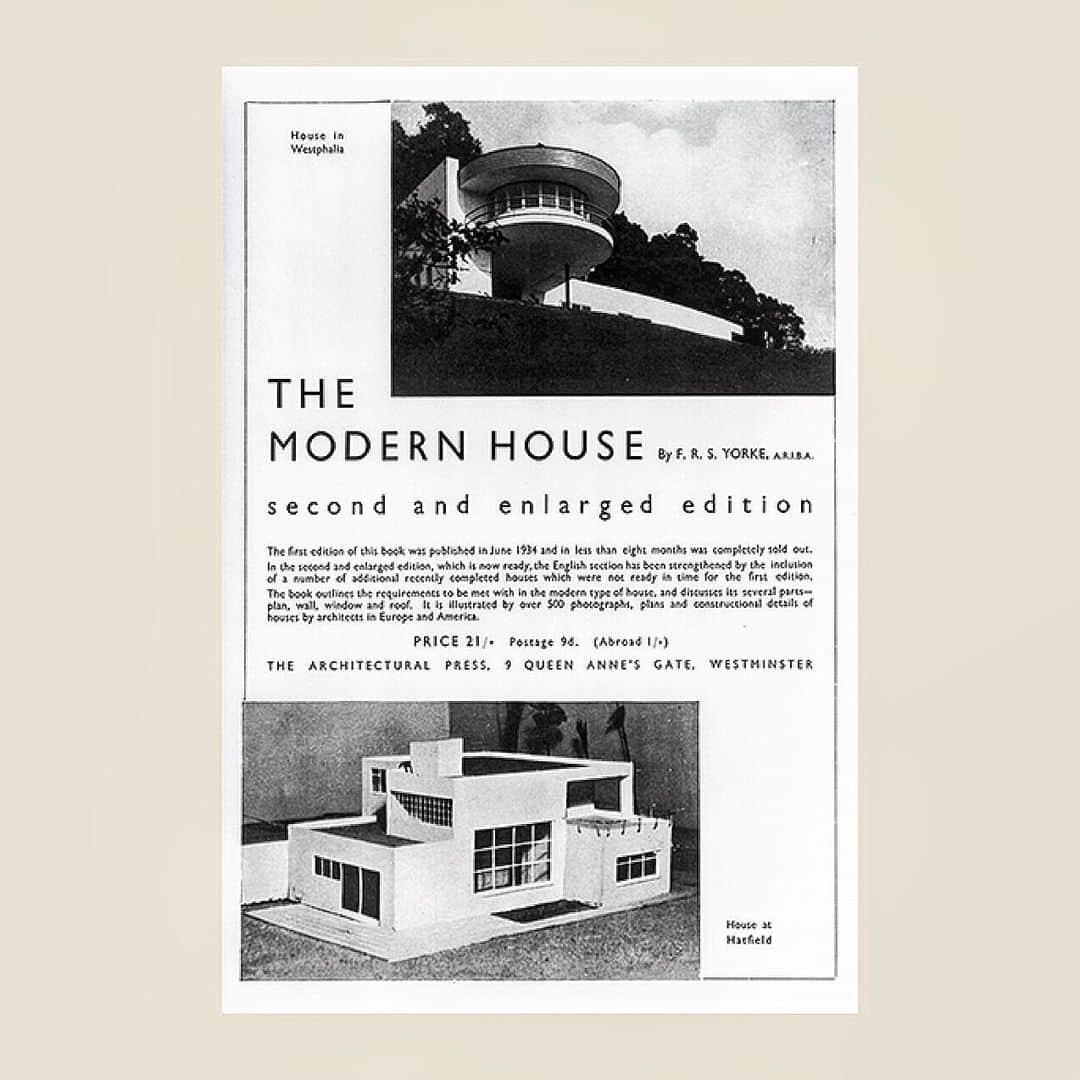 The Modern Houseさんのインスタグラム写真 - (The Modern HouseInstagram)「RG from our co-founder @matt_gibberd  The name of our agency is burgled from F.R.S. Yorke's book of 1934, which introduced Modern Movement architecture to a British audience. Yorke was the room mate and best friend of my grandfather, Freddie Gibberd, and they were both members of the MARS architectural think tank. This framed advert for the book was given to me by my aunt and uncle.」2月18日 2時09分 - themodernhouse