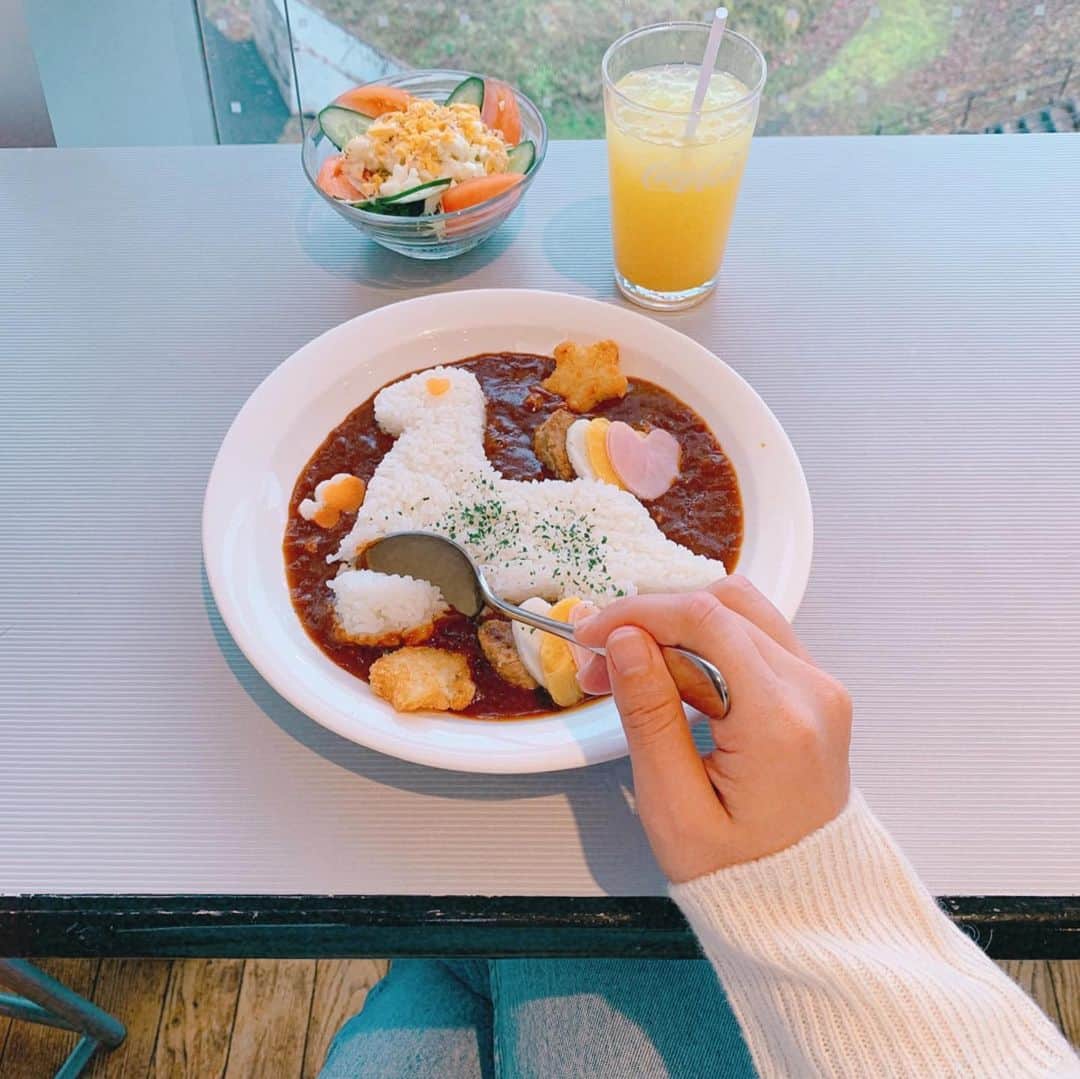 長嶺菜菜子のインスタグラム：「﻿ ✈︎福井観光﻿ ﻿ こんな可愛い恐竜カレー🦕🍛﻿ ﻿ ﻿ 食べれないよん🥺🥺👈﻿ ﻿ ﻿ ﻿ うそうそ😗﻿ すぐぺろり😋﻿ ﻿ ﻿ こういうの子供は好きだろーな👻﻿ ﻿ ﻿ 味はいたって普通だったよ🤫﻿ ﻿ ﻿ ﻿ ﻿ 恐竜博物館🦖🦕﻿ ゴミ箱も恐竜🦕🦖﻿ ﻿ ﻿ 欲を言えば﻿ ﻿ ﻿ トイレの中も恐竜の雰囲気出して欲しかった、﻿ 食事ももう少し頑張れば（味とか、盛り付けとか）もっと人来ると思う。﻿ ﻿ ﻿ 勿体無いなーと。﻿ 何目線👈﻿ ﻿ ﻿ せっかくやるなら徹底的に！！﻿ 恐竜だらけにしたら面白いのにな﻿ もっとこだわって欲しかったん😗😗﻿ ﻿ ﻿ 「変なホテル」みたいに😂﻿ ﻿ ﻿ 突出してると人って集まるよね﻿ ﻿ ﻿ ﻿ #福井観光﻿ #福井観光スポット﻿ #恐竜博物館﻿ #恐竜お土産﻿ #旅なな﻿」
