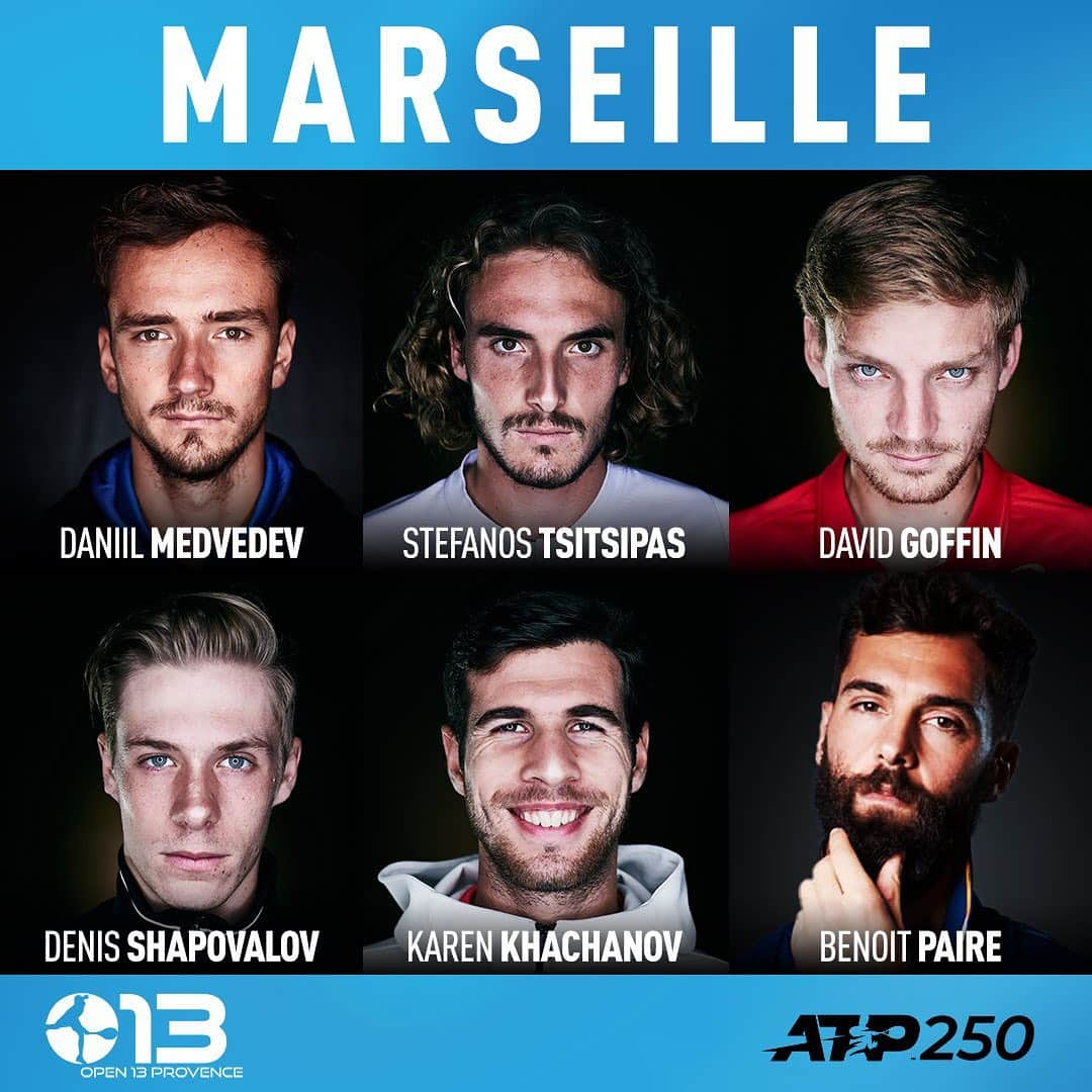 ATP World Tourさんのインスタグラム写真 - (ATP World TourInstagram)「Top 6️⃣ ready to rock in Marseille 🤘  Who’s your pick for the title? 🏆 @open13marseille」2月18日 4時13分 - atptour