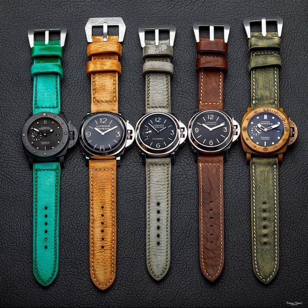 パネライのインスタグラム：「A beautiful rainbow of straps and #Panerai pieces. Can you name them all? Pic by @panerai_dna #paneraicentral」