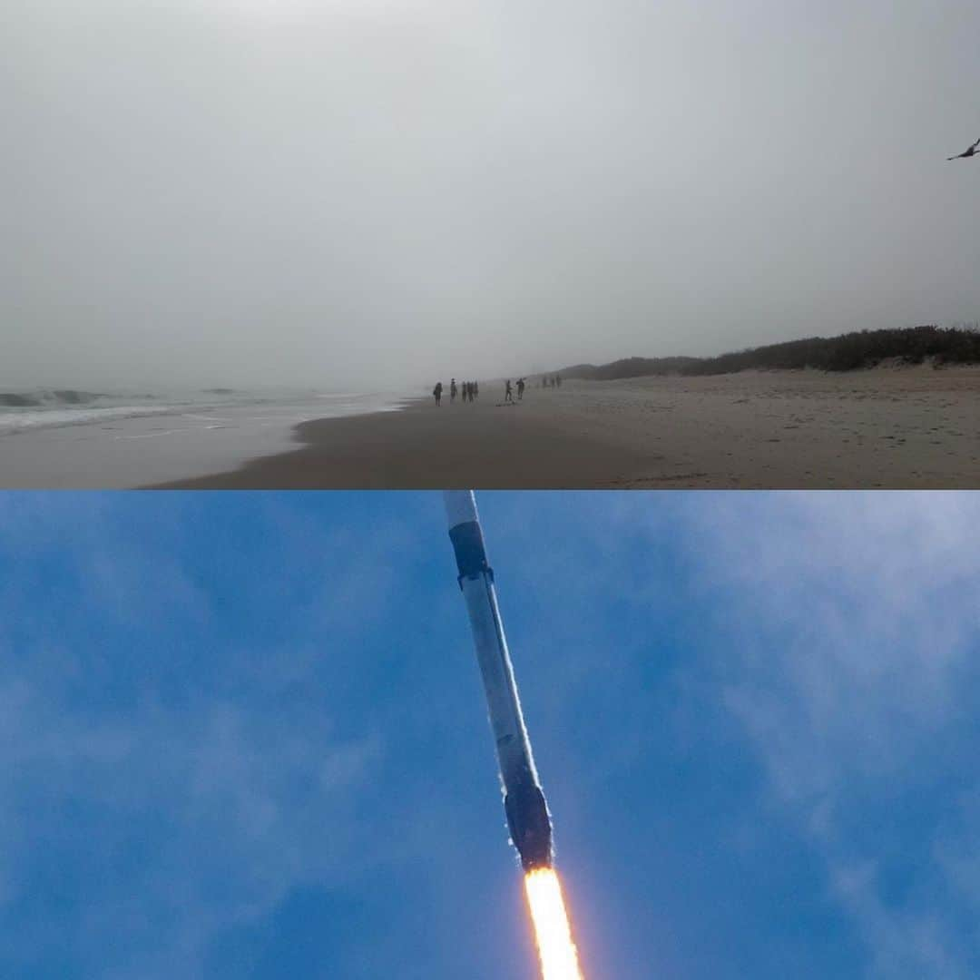 ケイ・パナベイカーさんのインスタグラム写真 - (ケイ・パナベイカーInstagram)「Top photo is what I saw during my first rocket launch today. Bottom photo is what SpaceX posted from their vantage point..... 10/10, would still go to see another one」2月18日 5時59分 - kaypanabaker