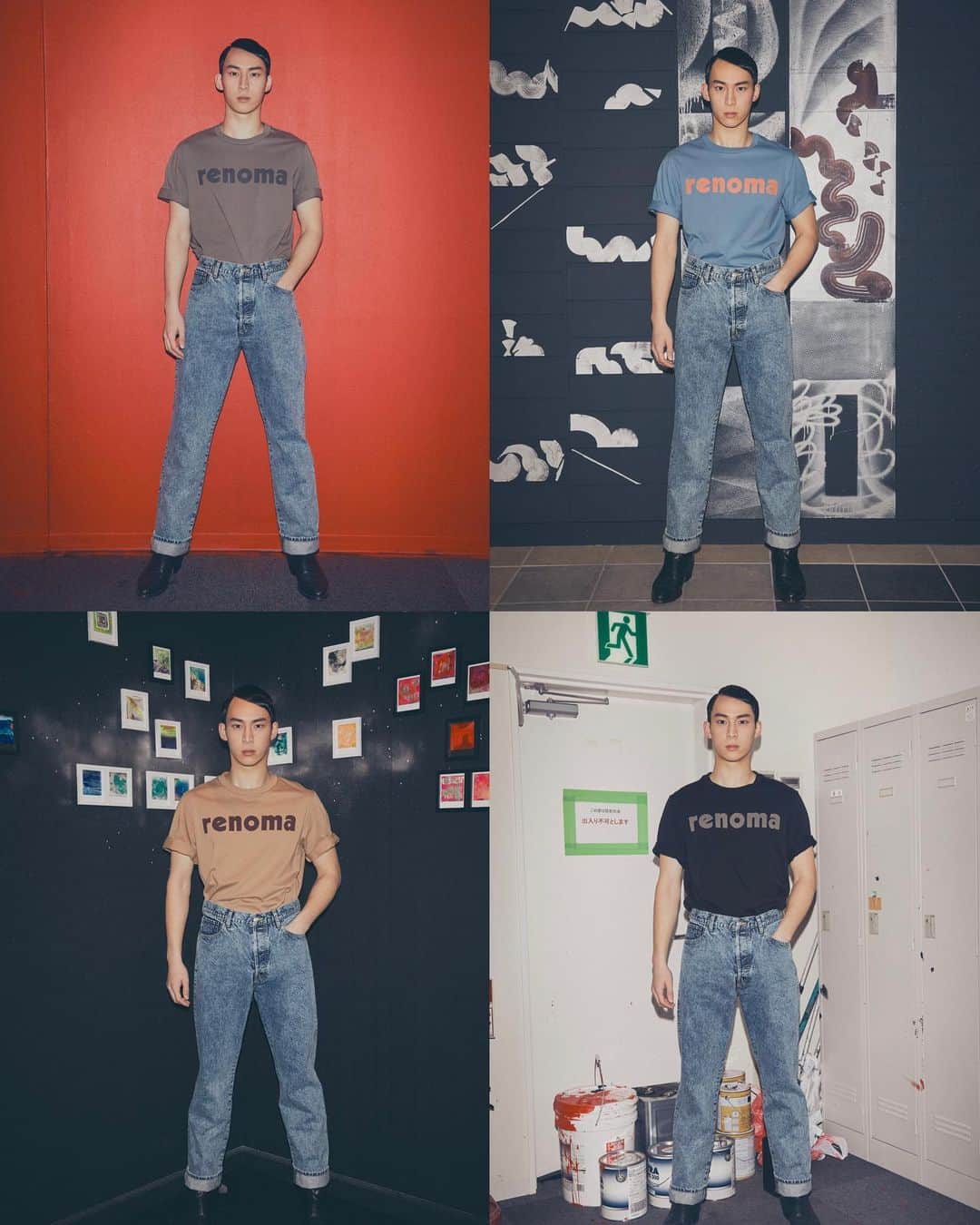 倉岡晋也のインスタグラム：「Quadruplet ✔︎ Direction and styling by me New season visual @renomaparis_jp @renomaparisofficiel Thank you so much !!! @10npei @_masa_hair_ @untlim @dragonmale0204 @omega.mon.315 Special location by @luxury_of_less xxxx」