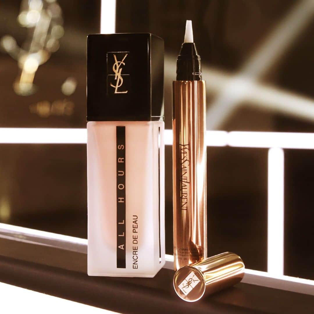 Yves Saint Laurent Beautyさんのインスタグラム写真 - (Yves Saint Laurent BeautyInstagram)「Say goodbye to imperfections, with an All Hours foundation formula that blurs for the long haul. Pores and unevenness are no more thanks to the highest concentration of ultra-fine, oil absorbing pigments. Follow it up with the cult favourite, TOUCHE ECLAT illuminator, to bring the light in a click. ALL HOURS FOUNDATION in BD20 WARM IVORY TOUCHE ÉCLAT LE STYLO in N°1 LUMINOUS RADIANCE #yslbeauty #faceyourstyle #glowvsmatte #toucheeclat #allhours #foundation #illuminator」2月19日 3時00分 - yslbeauty