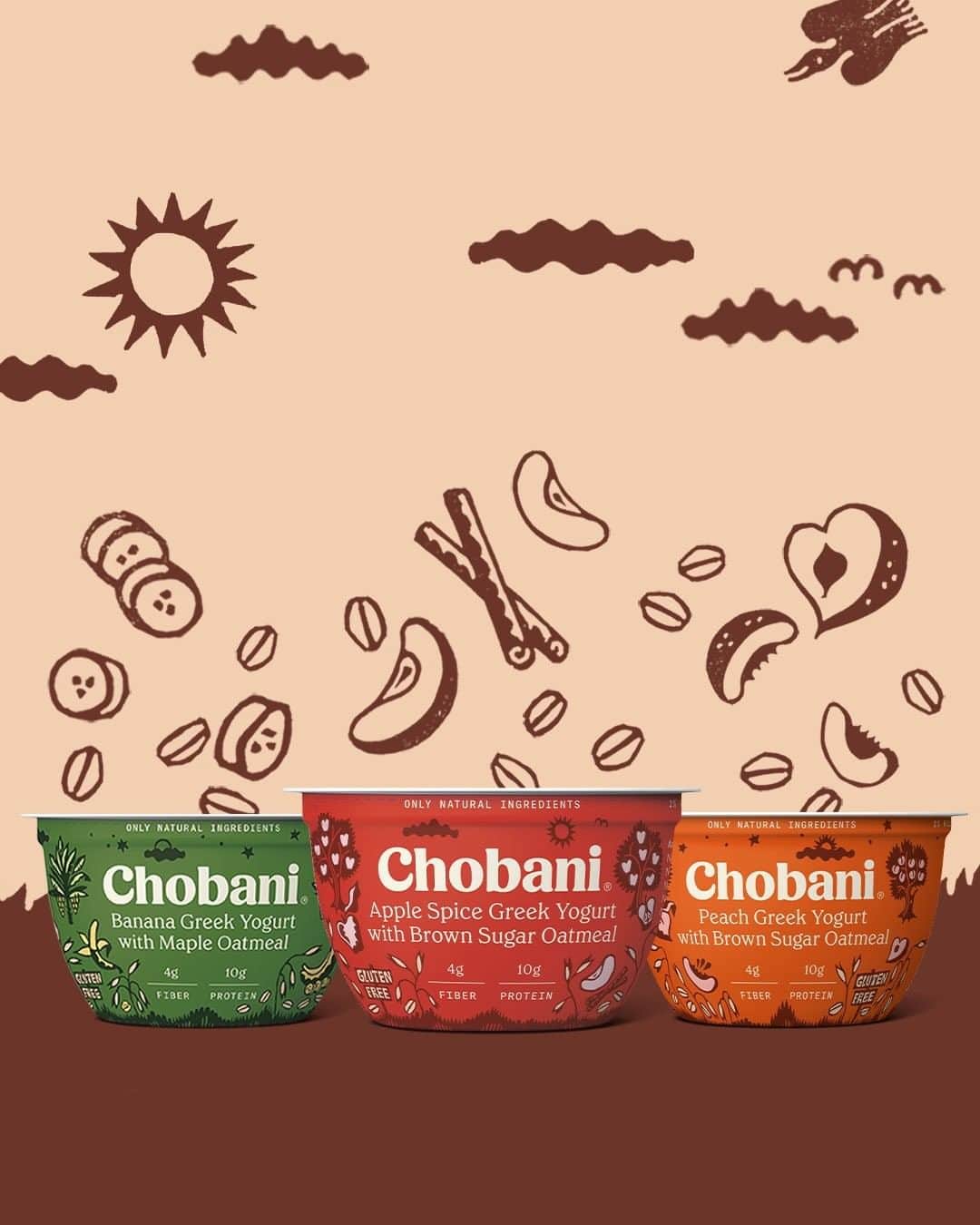 のインスタグラム：「Chobani Greek Yogurt with Oatmeal makes eating breakfast easy. Overnight oats, layered beneath thick and creamy Greek Yogurt in delicious flavor combinations. What’s your favorite?」