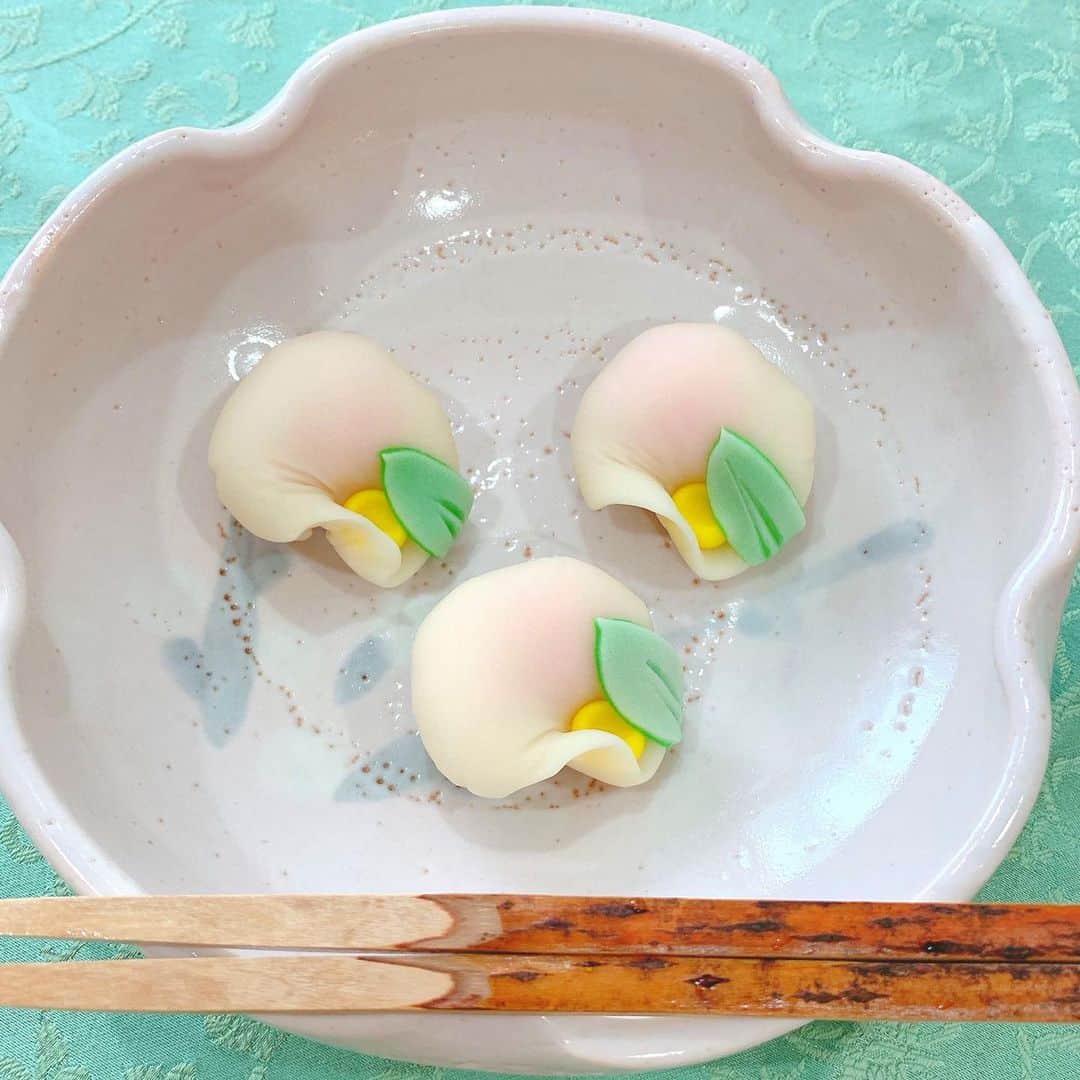 くまみきのインスタグラム：「白椿のねりきり☺️ 久々のお茶のお稽古でした🍵 ほそーくながーくの習い事😊  #茶道 #表千家 #和菓子 #ねりきり」