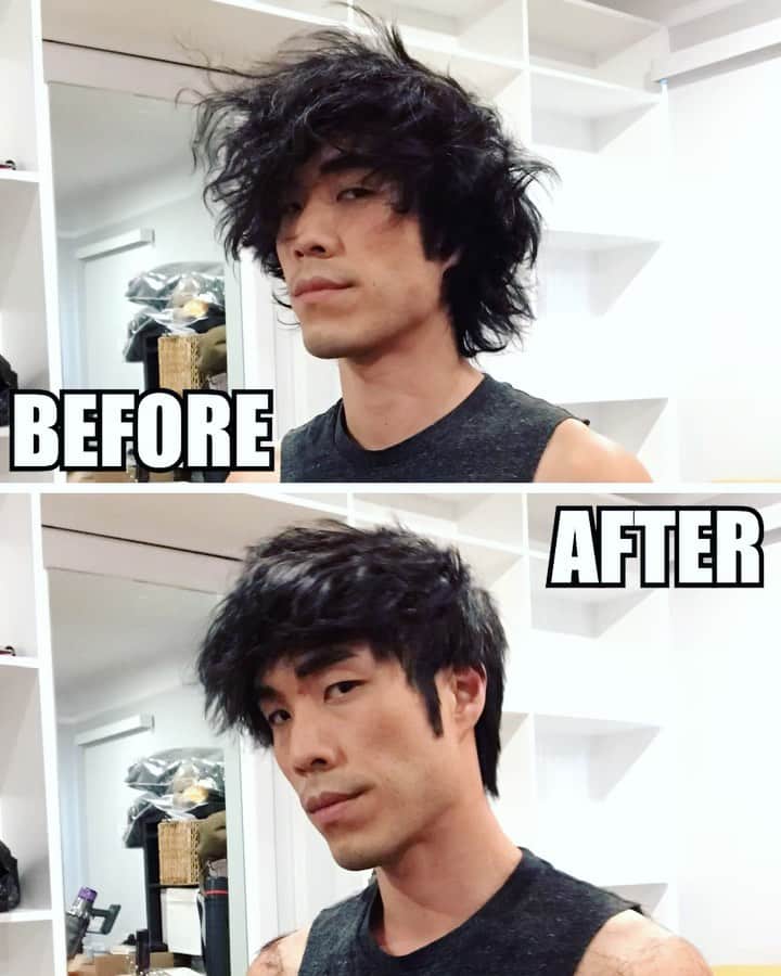 ユージン・リー・ヤンのインスタグラム：「She’s right, I’m wrong, shut up 💇🏻‍♂️ Hair by @daviddanggg」