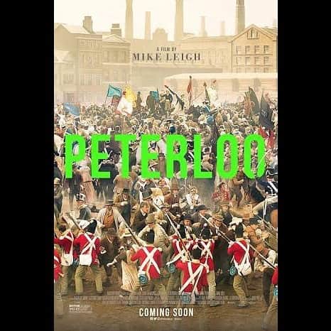 若林時英のインスタグラム：「Peterloo Mike Leigh  この作品は自分が三月に立たせて頂く、冬の時代の演出家の大河内さんから舞台のためにも観てほしいと言われたたピータールーという作品です。  ナポレオン戦争、フランス革命が終結し絶対王政に戻そうとする各国の君主。ナポレオン戦争後のイングランドの大勢の失業者や穀物の不作により市民の者達はナポレオンが起こした革命の思想を膨らませていくのであった、、、。 ピータールーというイングランド・マンチェスターで起きた虐殺は当時の改革運動を加速させる最も決定的な出来事だと言われているのです。そのようなピータールーの虐殺を細く描き、ラストシーンの衝撃さにはとても心苦しくなりました。 御興味あれば是非。  #ピータールーマンチェスターの悲劇」
