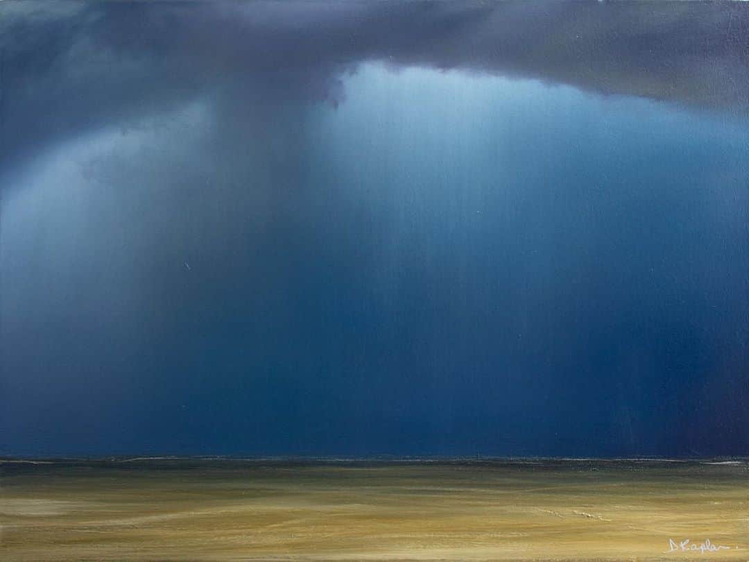 Derek Kaplanのインスタグラム：「This painting, a manifestation of memories ‘Storm’ watching, when I was a kid growing up in Zimbabwe.. Title: (Opt.5.20) 'Storm' Oil paint on cotton canvas 30" x 40" x 1.5" *sold」