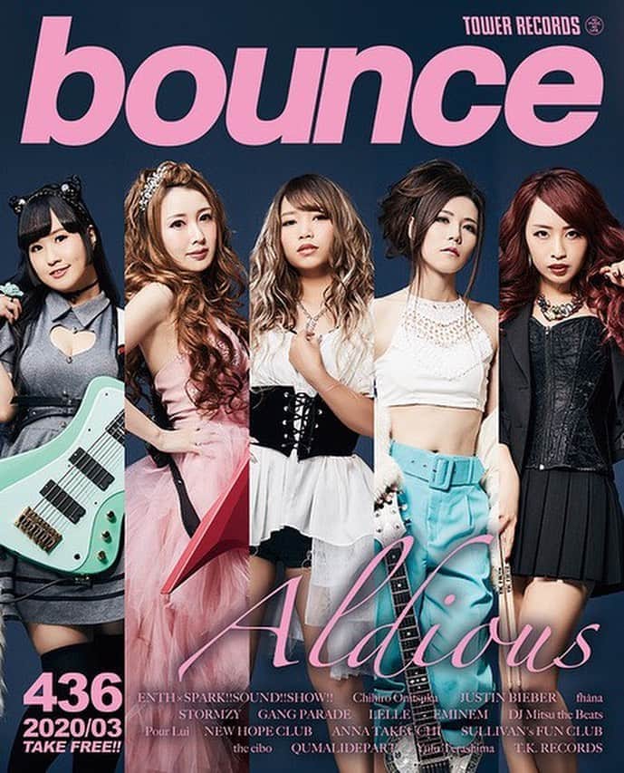 R!Nのインスタグラム：「【掲載のお知らせ】 ☆bounce Vol.436 2月25日より配布開始のタワーレコードから出版のフリーマガジンにAldiousが表紙で登場！インタビューも掲載されます。 ☆BURRN! 3月号(シンコーミュージック) 昨年のツアーファイナルのレポートが掲載されております！サポートで大変お世話になった成美さんとの国内ラストステージの様子、盛り沢山です！  アルバムリリースに向けて今後も更にインタビュー記事が各所公開されていきますので是非チェックしてください🙇‍♂️ #Aldious #アルディアス」