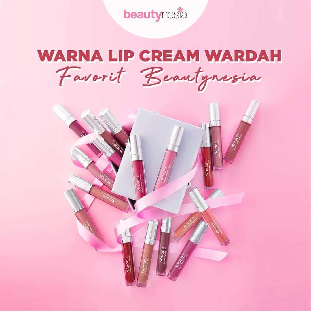 のインスタグラム：「Pernah bosen nggak sih sama warna lipstik yang itu-itu aja? Atau suka bingung pilih warna yang pas buat acara-acara tertentu? Sekarang nggak usah bingung lagi karena Beautynesia punya rekomendasi warna lip cream paling keren dari Wardah Exclusive Matte Lip Cream nih. Teksturnya yang velvet creamy dengan sekali oles, bikin lip cream ini terasa ringan, lembut dan nggak bikin bibir kering. Cek semua warnanya yuk! . - 03 - See You Latte Lip cream dengan warna soft pink dan kesan nude, cocok untuk semua warna kulit dan nggak bikin kulit terlihat kusam - 01 Red - Dicted Lip cream dengan warna merah yang lebih muda, memberikan bibir kesan bright dan percaya diri - 05 - Speachless Lip cream dengan warna coral atau peach, membuat kamu tampil fresh dan cerah - 09 - Mauve On Lip cream dengan kesan nude dan hint cokelat keunguan, membuat bibir yang tipis terlihat lebih bervolume - 18 - Saturdate Night Lip cream dengan base warna cokelat dan hint plum, memberikan kesan cantik dan profesional  Untuk acara di siang hari, kamu bisa pilih 03 - See You Latte, 05 - Speachless dan 09 - Mauve On. Sedangkan untuk acara di malam hari kamu bisa pilih 01 Red - Dicted dan 18 - Saturdate Night. Selain 5 warna di atas, Wardah Exclusive Matte Lip Cream punya 18 pilihan warna intens matte buat semua kegiatan kamu. Kamu bisa dapatkan lip creamnya hanya dengan Rp62.000 aja. Yuk koleksi semua warnanya!  #Beautynesia #BeautynesiaID #Wardah #lipcream #mattelipcream」