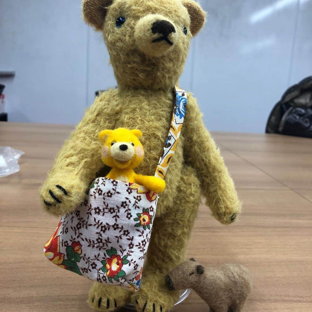 光浦靖子さんのインスタグラム写真 - (光浦靖子Instagram)「プレバトで作った笹野熊夫。 カバンには、羊毛で作ったクマと気持ち悪い赤ちゃんが入ってます。写真撮るの忘れた。足元のやつは入ってません #テディベア　#プレバト」2月20日 20時35分 - yasukomitsuura
