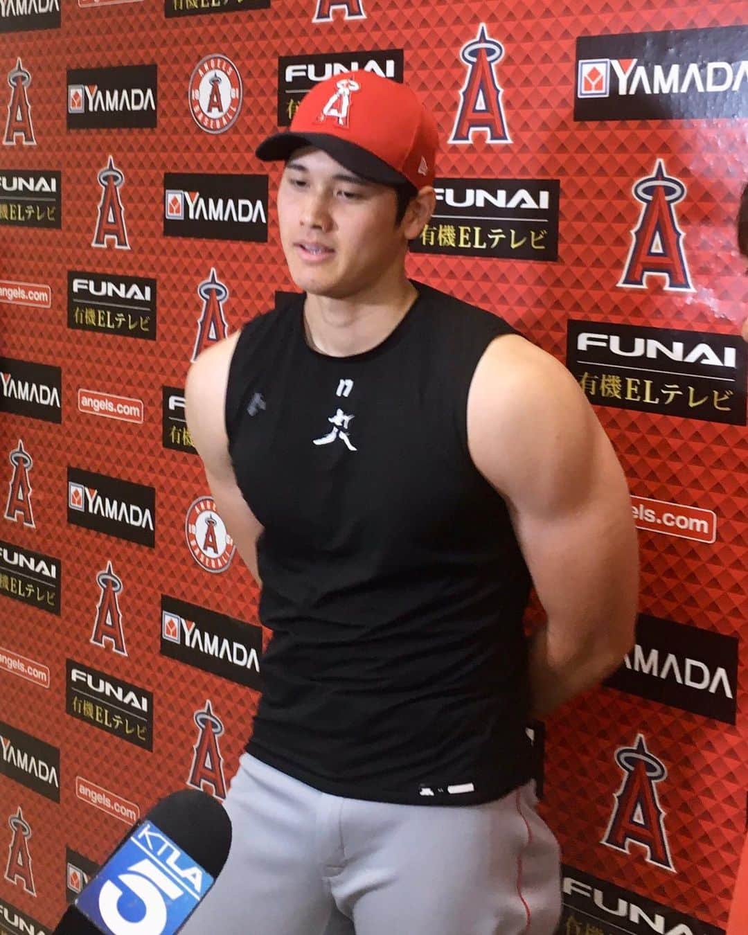 大谷翔平大好き芸人のインスタグラム：「・ powering up 💪💪🔥🔥 #大谷翔平#北海道日本ハムファイターズ #日本ハムファイターズ #shoheiohtani #angels #losangeles #ANGELS#shotime#laangels#ohtanishohei#laa」
