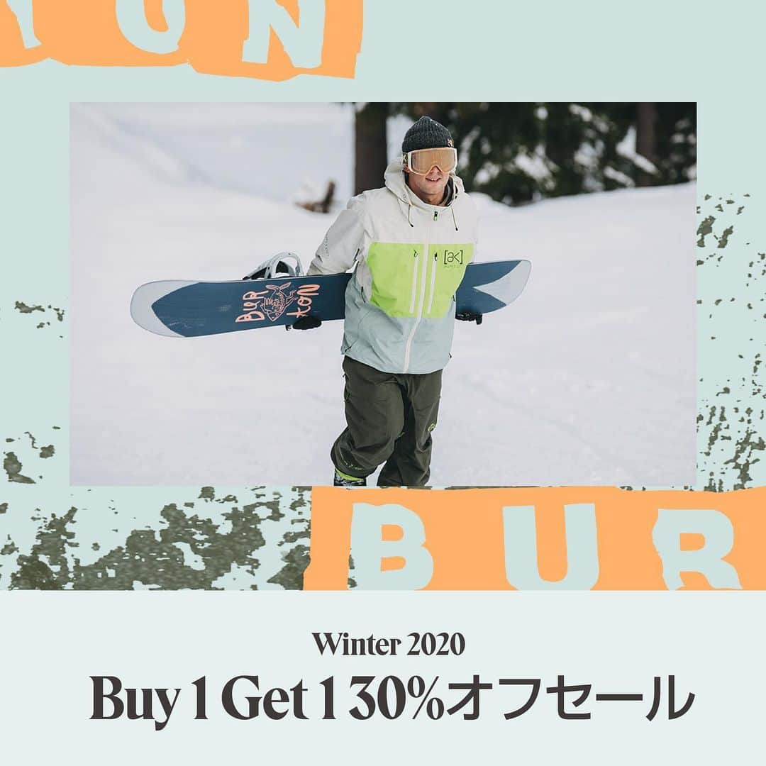 Burton Japanさんのインスタグラム写真 - (Burton JapanInstagram)「BurtonストアとBurton.comでは、対象アイテムを2つ購入すると、うち1つが30%オフになるセールを開催中！ バインディング&ブーツでも良し、スノーボードジャケット&パンツでも良し、お気に入りの何かを2個買いしても良し、お得にショッピングしてスプリングライドを満喫しましょう！ - ■期間 2020年2月21日(金)～2月24日(月・祝) - ■対象アイテム Winter 2020アイテム ※Step On®︎をはじめ、一部セール対象外のアイテムがあります。 ※30%オフは価格が低い方のアイテムに適用されます。 ※3点ご購入の場合は1点割引き、4点ご購入の場合は2点割引きとなります。 ※同一注文のアイテムのみが割引きの対象となります。 ※お客様都合によるセール対象アイテムの返品はお断りさせていただきます。 ※その他クーポンやディスカウントとの併用はできません。 - ■対象店舗 Burton Flagship Tokyo 東京都渋谷区神宮前5-17-4 神宮前トーラスビル1F/2F [TEL] 03-5738-2777 - Burton Flagship Nagano 長野県長野市屋島2298 [TEL] 026-219-2041 - Burton Flagship Osaka 大阪府大阪市西区南堀江1-19-23 [TEL] 06-6586-6311 - Burton Store Sapporo 北海道札幌市中央区北2条東4丁目1-2 サッポロファクトリーレンガ館2F [TEL] 011-206-7988 - Burton Store Nagoya 愛知県名古屋市中区栄5丁目16番19号 ネイリックスビル1F/2F [TEL] 052-684-6724 - Burton.com [TEL] 050-3196-5300 #Winter2020Burton #BurtonTokyo #BurtonNagano #BurtonOsaka #BurtonSapporo #BurtonNagoya」2月21日 10時50分 - burtonjapan