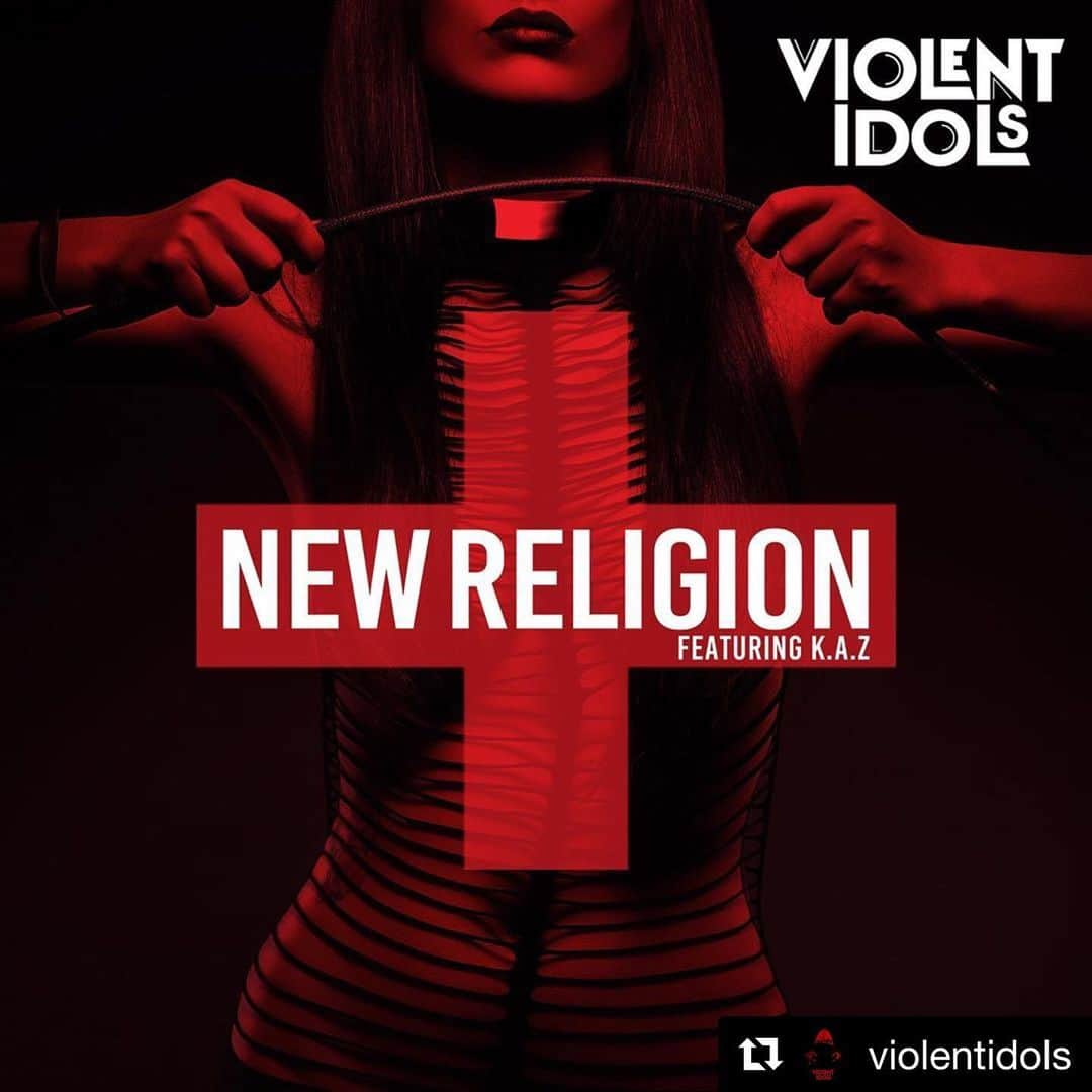 K.A.Zさんのインスタグラム写真 - (K.A.ZInstagram)「#Repost @violentidols with @get_repost ・・・ Tonight at midnight get the new @violentidols song #NewReligion featuring @k.a.z1011 - Link in bio! 🔥 🔥 🔥 #NewReligion #ViolentIdols #K.A.Z #KAZ #VLNTIDLS #KAZ1011 #VAMPS #OblivionDust #KazuhitoIwaike #Hyde #Hide #SpreadBeaver #SpinAqua  #HardRock #NewMusic #Japan #NoirRecordGroup #NoirRecords #HideoutLV #Metal #Bloodsuckers #Underworld #Beast #Guitarist #Collaboration #IndustrialMetal #Idolatry」2月21日 11時16分 - k.a.z1011