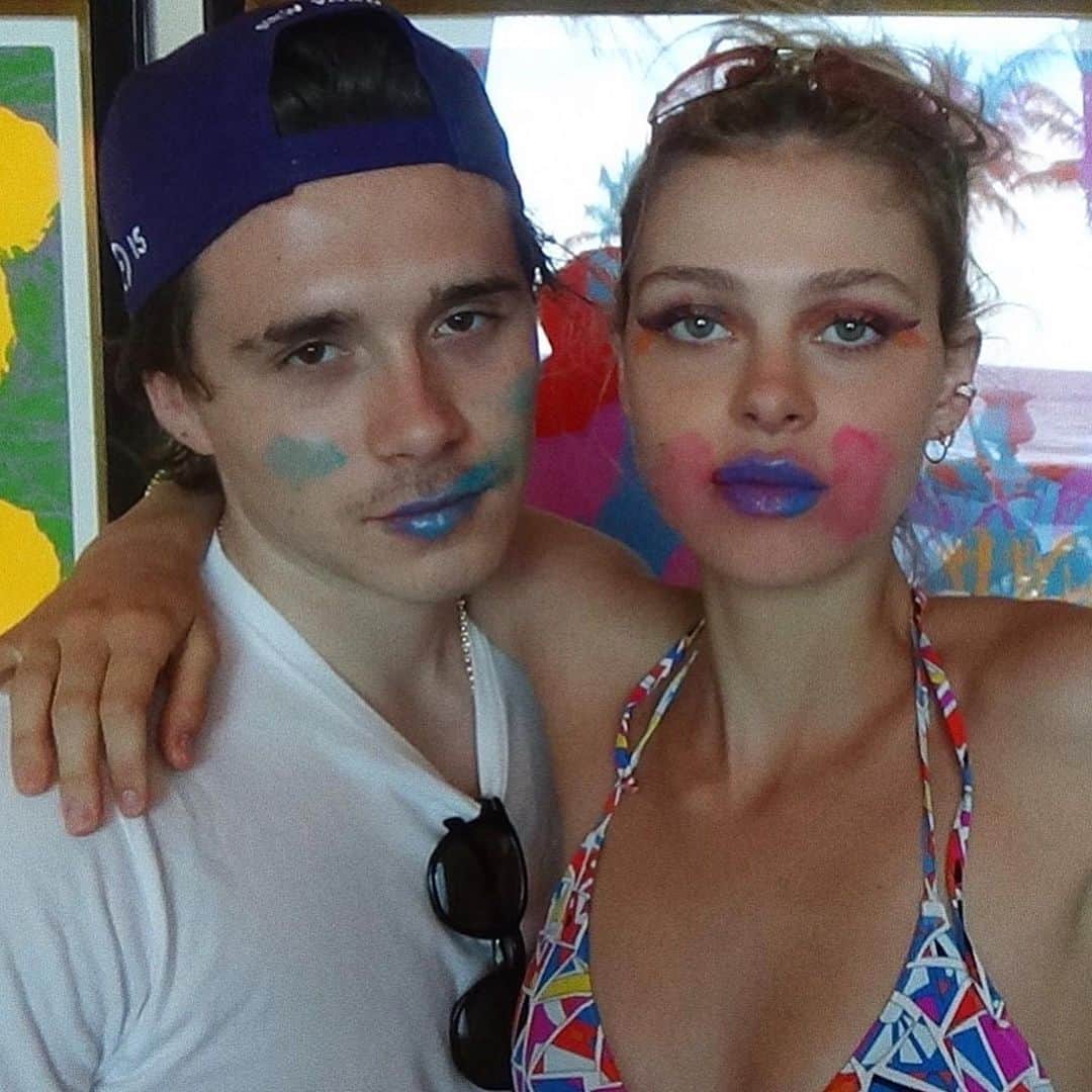 ニコラ・ペルツのインスタグラム：「trying to be creative with our time at home 💜🧡💛❤️💚」