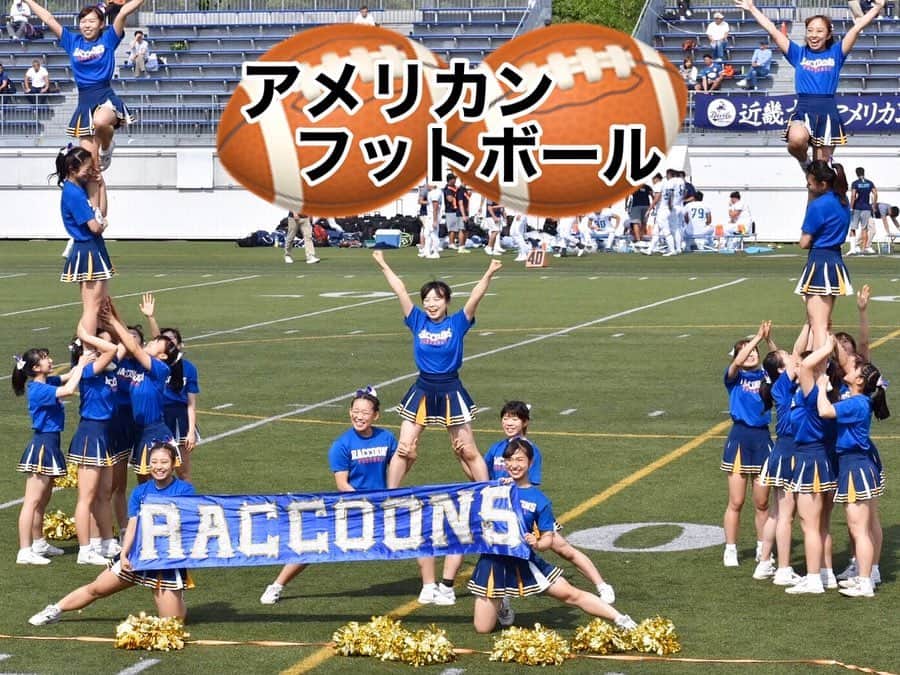 中央大学応援団チアリーディング部SPIRITSのインスタグラム：「【新歓企画第2弾🌸応援に行く部活動】 . 今日はアメフト部（RACCOONS）の応援の様子を紹介します🏈 . アメフト応援では、選手と同じフィールドに立って応援をします📣 目の前で試合をしているのが見れるため迫力満点です！ . またハーフタイムで演技をさせていただいています！ 観客の方が盛り上がってくださるのでとっても楽しいです💙 . . #新歓 #アメフト #アメフト部 #アメリカンフットボール #アメフト応援  #応援団 #中央大学応援団 #チアリーディング #cheer #cheerleading #春から中大 #春から中央 #中央大学 #中大 #青春」