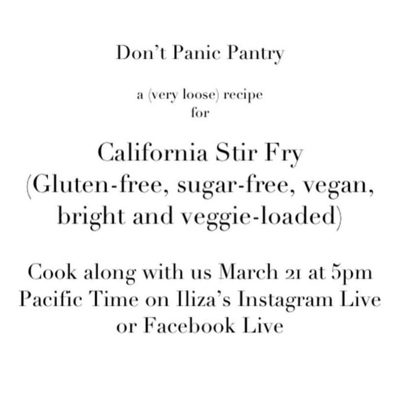イリザ・シュレシンガーさんのインスタグラム写真 - (イリザ・シュレシンガーInstagram)「It’s gluten free, sugar free and vegan! GATHER YOUR VEGETABLES FROM YOUR GARDENS, COUNTER TOPS AND FREEZERS! Stir Fry Saturday is soon! See you here at 5pm PDT! 🥬🥒🌶🥦🥕🌽🍅🥑 RECIPE ON @galuten page」3月21日 11時40分 - ilizas
