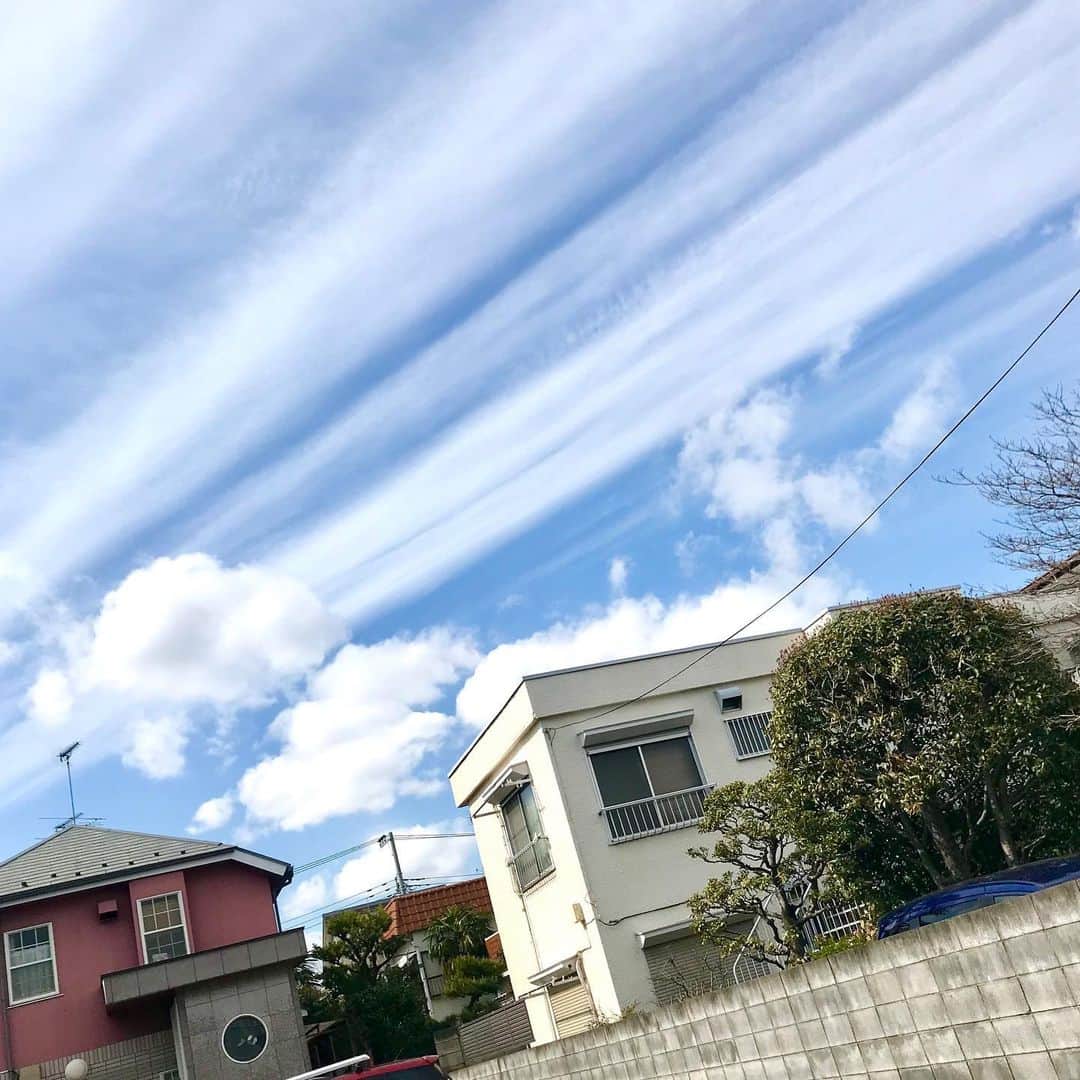 江口寿史のインスタグラム：「おう！今日の雲！流線つき！」