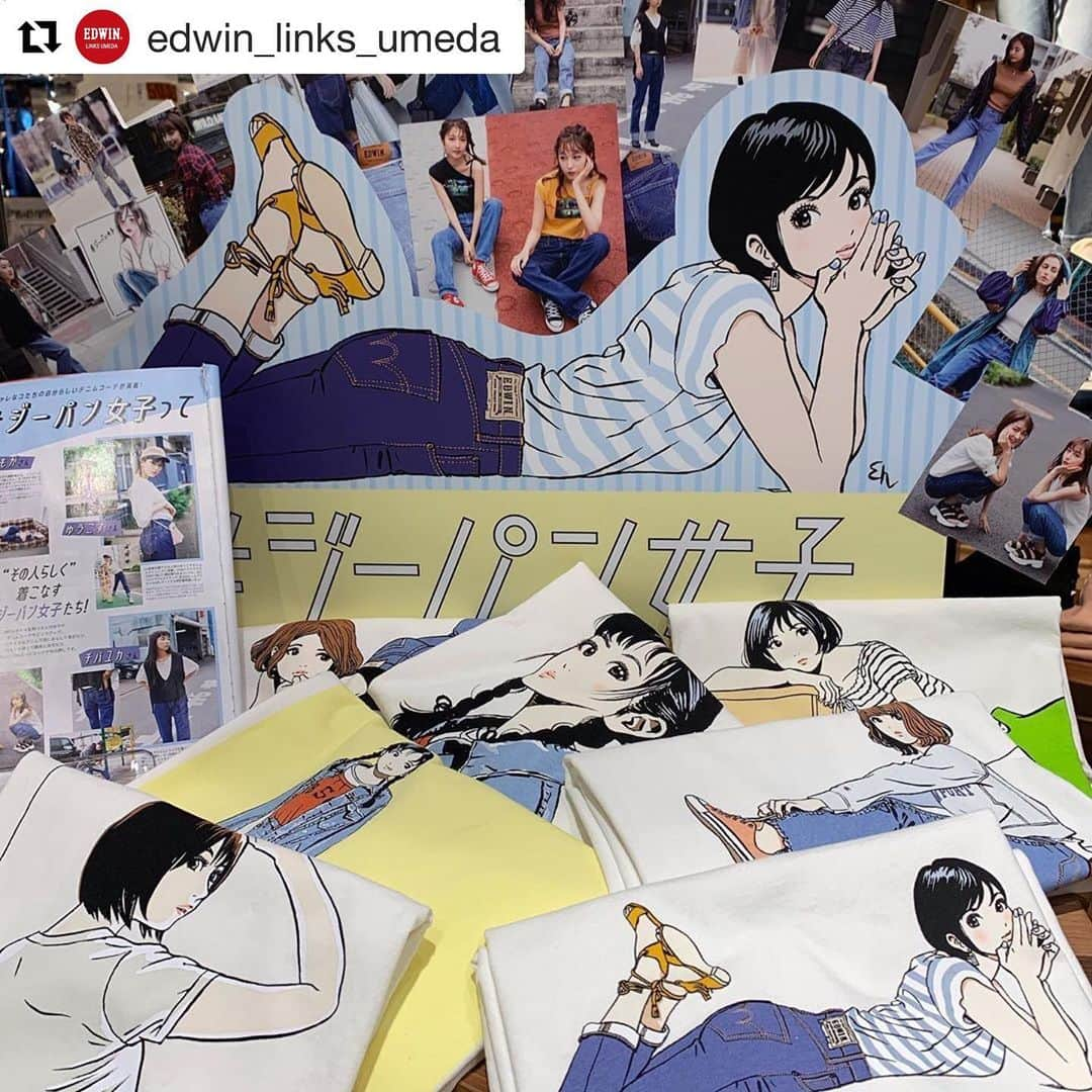 江口寿史さんのインスタグラム写真 - (江口寿史Instagram)「#Repost @edwin_links_umeda with @get_repost ・・・ . ジーパン女子 × 江口寿史 . . #edwin #edwin_linksumeda #edwin_japan  #japan #osaka #umeda #linksumeda  #edwinjeans #jeans #denim #madeinjapan #denimstyle #love #cool #fashion #japanesedenim #janpandenim  #ジーパン女子　#江口寿史　#tshirt  #newarrival  #大阪　#梅田　#ヨドバシカメラ　#リンクス梅田」3月17日 21時35分 - eguchiworks