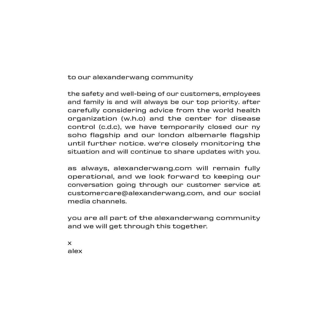 アレキサンダー・ワンのインスタグラム：「A message from @alexwangny」