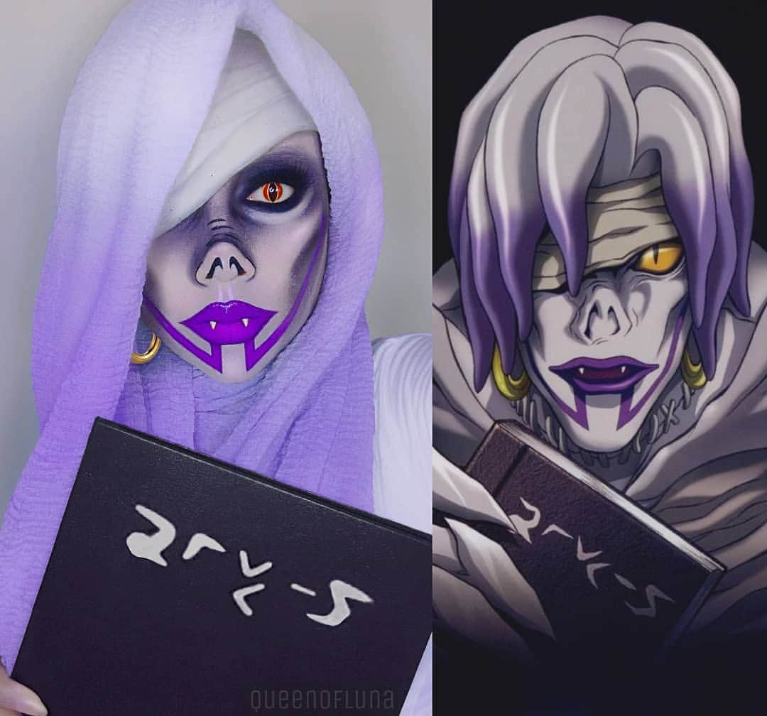 queenoflunaのインスタグラム：「"The way to kill a Shinigami is to make them fall in love with a human." . - Rem from Death Note ☠📝💜 . Finally a new look during this difficult Coronavirus time. Who else is on lockdown? ☣ Please be safe, everyone! 💜 . Lenses: "Sauron" by @colouredcontacts . . #rem #remu #shinigami #deathnote #レム #anime #manga #deathnotecosplay #amanemisa #deathgod #godofdeath #grimreaper」