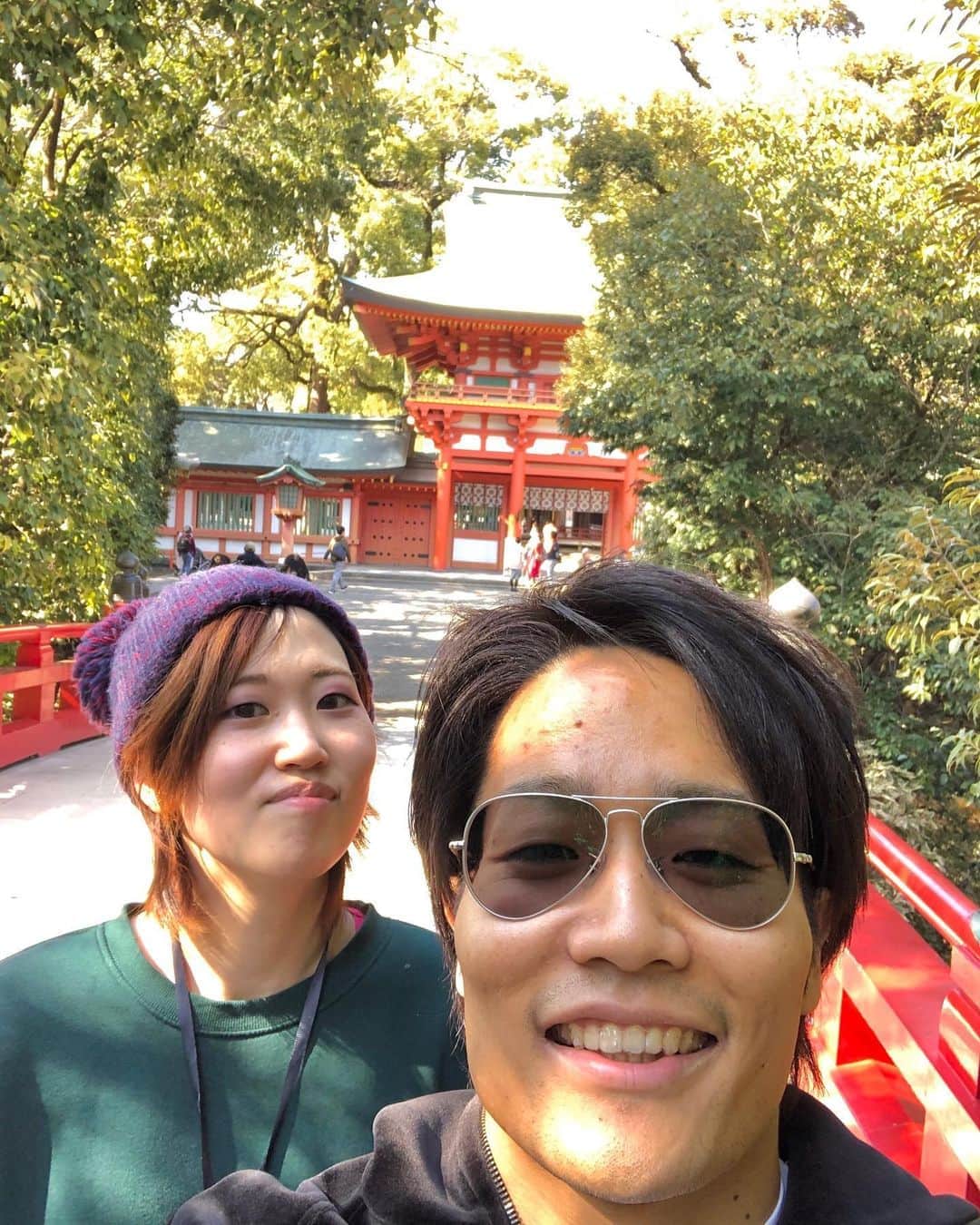 松下信治のインスタグラム：「Hatsumode done avec sis⛩. I didn’t expect that still I’m here at this time of season 🌸」