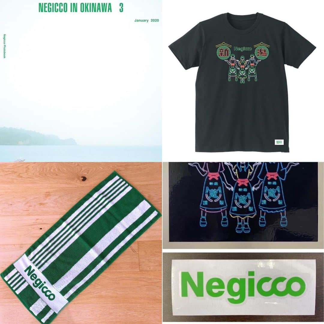 Negiccoのインスタグラム：「中止となった「 “LIVE RECORDING supported by サトウ食品”@マイナビBLITZ赤坂」で販売予定だったグッズを、3/21(土)からEAST MOAT STREET BLUESにて販売します。﻿ Negi Goods Storeでは3/23(月)正午12:00から販売します。﻿ ※店舗、Negi Goods Store共に在庫が無くなり次第終了となります。﻿ （ライブ中止に伴い、製造数が多いアイテムと少ないアイテムがございます。ご了承ください。）﻿ ﻿ ﻿ ■「Negicco IN OKINAWA 3」PHOTO BOOK ￥2,200(tax in.)﻿ ページ数：48P　サイズ：B5﻿ 2020年1月26日、沖縄でのオフ日に撮影した観光フォトブック。今回はナゴパイナップルパークやアメリカンビレッジなどで撮影。﻿ さらに、書き起こすほどでもない座談会を収録。﻿ ﻿ ■Negi Neon T-shirts ￥3,000(tax in.)﻿ イラストレーターのはらわたちゅん子さん描き下ろしイラストを使用したTシャツです。﻿ カラー：Black﻿ サイズスペック：﻿ Sサイズ：着丈65cm/身幅49cm/肩幅42cm/袖丈19cm﻿ Mサイズ：着丈69cm/身幅52cm/肩幅46cm/袖丈20cm﻿ Lサイズ：着丈73cm/身幅55cm/肩幅50cm/袖丈22cm﻿ XLサイズ：着丈77cm/身幅58cm/肩幅54cm/袖丈24cm﻿ XXLサイズ：着丈81cm/身幅63cm/肩幅57cm/袖丈25cm﻿ ﻿ ■Negi Stripe Face Towel 2 ￥2,000(tax in.)﻿ サイズ：340mm×850mm﻿ 素材：綿100%﻿ ストライプ柄にロゴを配置したシンプルなデザインに仕上げました。﻿ いつもより柔らかい糸を使用しております。﻿ ﻿ ■「Negicco Sticker（2-sheet set）」￥800(tax in.)﻿ Negiccoロゴのカッティングステッカーと、イラストレーターはらわたちゅん子さんのイラストをデザインしたステッカーの2枚セット。﻿ どちらも耐水性があり、屋外でも使用できるステッカーになります。﻿ ※使用頻度やシーンによって、耐水性や経年劣化に差がございますのでご了承ください。﻿ ﻿ サイズ：﻿ Negiccoロゴステッカー（W140mm×H55mm）﻿ はらわたちゅん子さんのイラストステッカー（W80mm×H60mm）﻿ ﻿ ﻿ ●「EAST MOAT STREET BLUES」所在地﻿ 新潟県新潟市中央区東堀通6番町1051-1 GEビル1F﻿ ※3/21以降の3月営業時間は下記になります。﻿ 3月21日(土)12:00-17:00﻿ 3月22日(日)12:00-17:00﻿ 3月25日(水)13:00-18:00﻿ 3月28日(土)12:00-17:00﻿ 3月29日(日）)2:00-17:00﻿ ※4月の営業日時についてはオフィシャルツイッターをご確認ください。﻿ ﻿ ﻿ ●「にいつ駄菓子の駅」で出張販売します！﻿ <出張販売日時>﻿ 日程：2020年3月22日(日)﻿ 時間：10:00～18:00﻿ 場所：にいつ駄菓子の駅（新潟市秋葉区新津本町3-7-38）﻿ JR新津駅から徒歩5分﻿ 駐車場はありませんので、お車でお越しの際は近隣の有料駐車場をご利用ください。﻿ 現金のみの取り扱いになりますので、予めご了承ください。﻿ ﻿ ﻿ #Negicco﻿ #EMSB﻿」