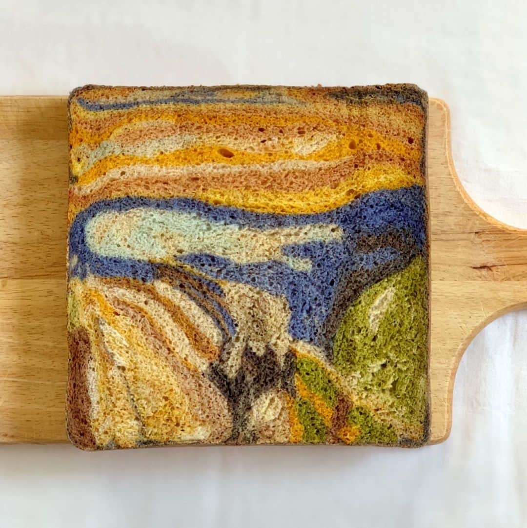Ranさんのインスタグラム写真 - (RanInstagram)「. . . #イラストパン . . ムンクの叫び。😱 . . . . Munch scream 😱😱 . . . #bread #art #artbread #artfood #museum #museumlover #picture #munch #norway #breadart #手作りパン #食パン #トーストアート #トースト #萌え断 #toast #sandwich #ムンクの叫び #ムンク #美術館 #名画 #絵画 #アート #芸術 #リナブルー  #パン #イラストパン美術館 #パン教室 #konel」3月18日 22時42分 - konel_bread