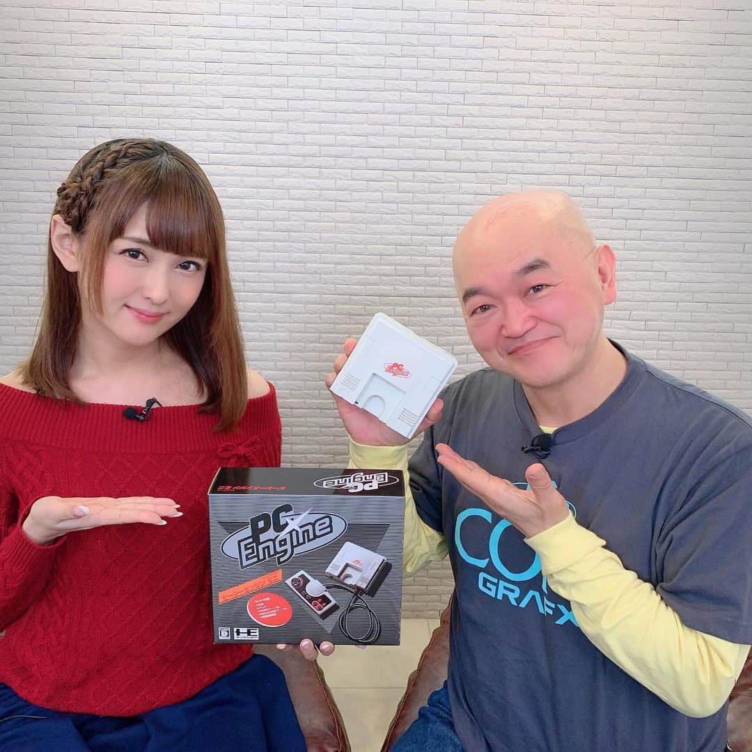 椿姫彩菜のインスタグラム：「#pcエンジンmini 発売直前生放送ありがとうございました！ #高橋名人　とまたお仕事できて楽しすぎました💓💓💓 #KONAMI #hudson」