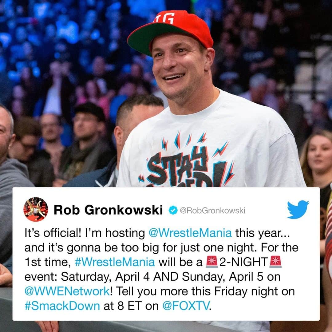 WWEさんのインスタグラム写真 - (WWEInstagram)「Two nights of #WrestleMania. Double the @gronk. Find out more from the three-time Super Bowl champion THIS FRIDAY on #SmackDown!」3月19日 11時11分 - wwe