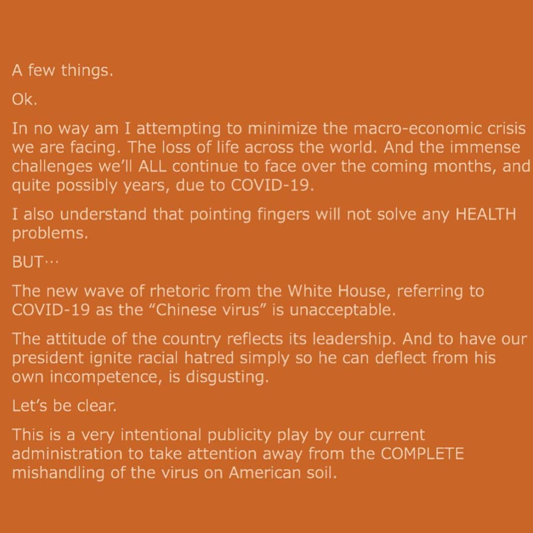 クロエ・ベネットのインスタグラム：「The Asian American community needs allies right now. Please speak out against the racist Cheeto in Chief. ✌🏼」