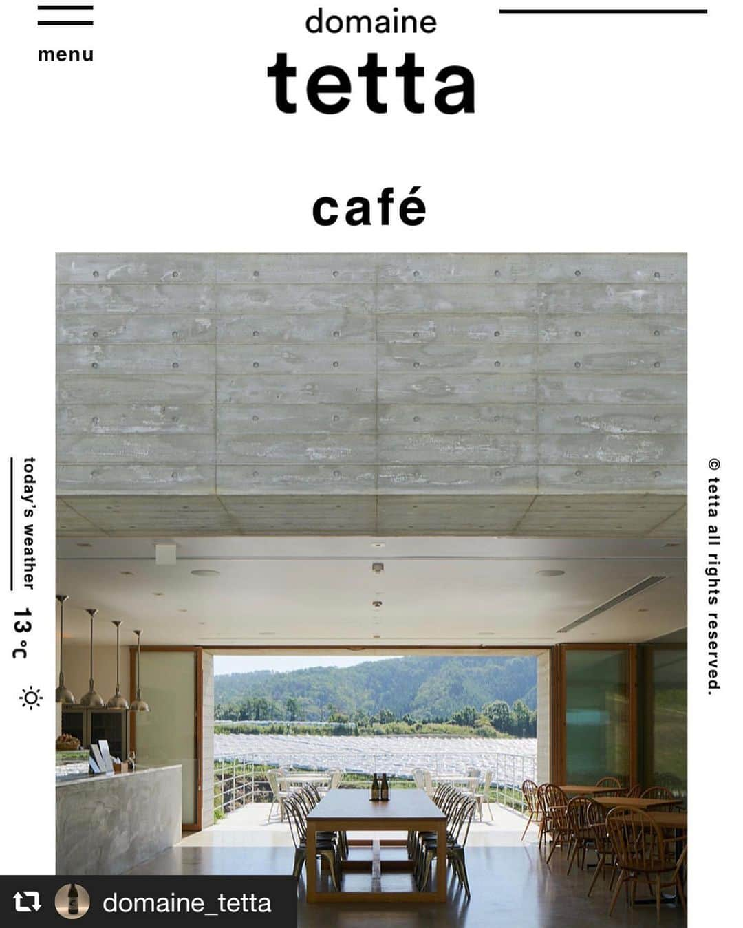 片山正通さんのインスタグラム写真 - (片山正通Instagram)「#repost @domaine_tetta via @PhotoAroundApp  明日20日より tetta café﻿ 2020年シーズン スタートです❗️﻿ ﻿ 三連休になる今週末﻿ tettaへドライブがてらランチ、ワインをぜひどうぞ。﻿ 店頭ではワイナリー店頭のみの限定販売の﻿ 2018 Cabernet Franc Barrique﻿ をはじめたくさんのアイテムをラインナップしております。﻿ ﻿ もう1つご報告。﻿ webサイトにcaféのページを追加しました。﻿ 是非、ご覧ください❗️﻿ ﻿ https://tetta.jp/cafe/﻿ ﻿ #tetta #domainetetta #wine #winery #winerycafe #cafe #japanesewine #panda #vineyard #tettawine #tettawinery #tettaランチ　#tettacafe #tettaカフェ #日本ワイン #ワイナリー #新見 #tettaワイン #ドメーヌテッタシャルドネ」3月19日 17時20分 - masamichi_katayama