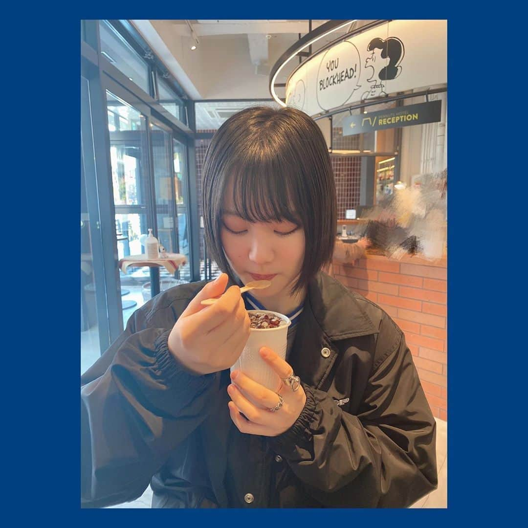 河野奈々帆さんのインスタグラム写真 - (河野奈々帆Instagram)「カフェラテはアイス派☕ ・ ・ ・ ・ #カフェラテ #マシュマロ #ピーナッツホテル #スヌーピー #スヌーピー好き #髪伸びた」3月19日 21時48分 - 7ho_0518