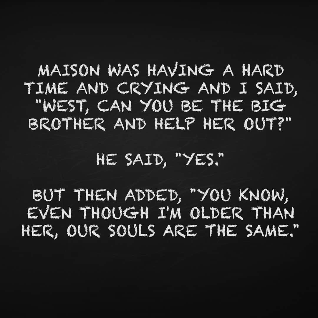 ミーシャ・コリンズさんのインスタグラム写真 - (ミーシャ・コリンズInstagram)「Maison was having a hard time and crying and I said, "West, can you be the big brother and help her out?" He said, "Yes." But then added, "You know, even though I'm older than her, our souls are the same."」3月20日 9時35分 - misha