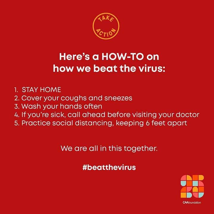 ジャイモン・フンスーのインスタグラム：「We all need to do our part to stop COVID-19, here’s a simple HOW-TO on how we #beatthevirus」