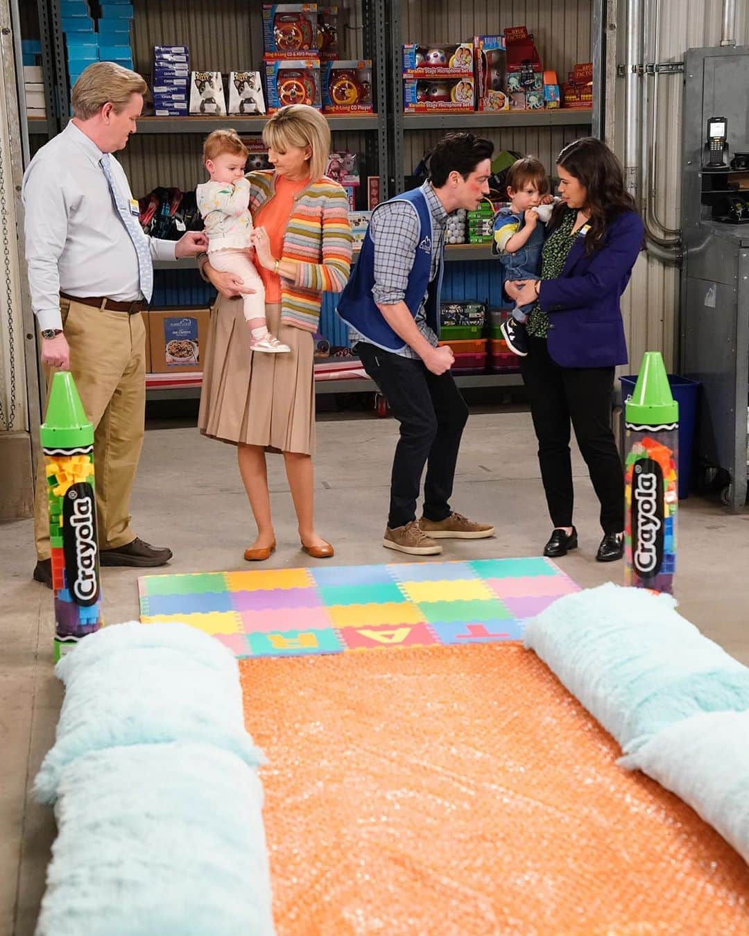 ベン・フェルドマンのインスタグラム：「This is a baby obstacle course from tonight’s all new #Superstore but its also a picture of every parents living room right now. Stay sane moms & dads.」