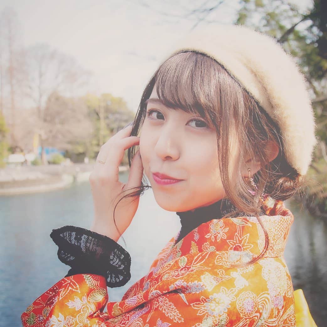 井上麗夢のインスタグラム：「🌸﻿ ﻿ 桜がちゃんと咲いてきた！﻿ はやくお花見したいねぇ💕﻿ ﻿ #和装﻿ #着物﻿ #着物撮影会」
