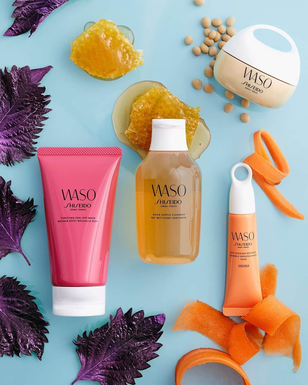 資生堂さんのインスタグラム写真 - (資生堂Instagram)「Honey. Carrot. Shiso. Natto. ⁣Introducing our secret superfood ingredients that feed several @wasobeauty beauty faves.  From left to right: Purifying Peel Off Mask⁣, Quick Gentle Cleanser⁣, Eye Opening Essence⁣ and Giga-Hydrating Rich Cream⁣. Follow @wasobeauty to learn more!  #ShiseidoSkincare #WASO #shiseido」3月20日 11時00分 - shiseido