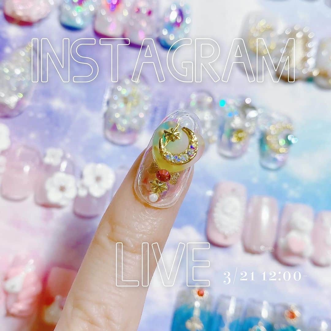 なかやまちえこのインスタグラム：「明日の #インスタライブ は #魔法少女 のステッキネイルです✨12:00-！ #nail #nails #nailart #ネイル #美甲 #ネイルアート  #japanesenailart #manucure #japanesenails #manicurist #gelnails #أظافر #네일아트 #미용 #vẽmóng #ngườiđẹp  #เพ้นท์เล็บ #искусствоногтя #artedeuñas #เพ้นท์เล็บเจล #ジェルネイルデザイン #ネイルデザイン #senikuku #nagelkunst #instagramlive @pregelofficial @bettygel @prexyofficial」