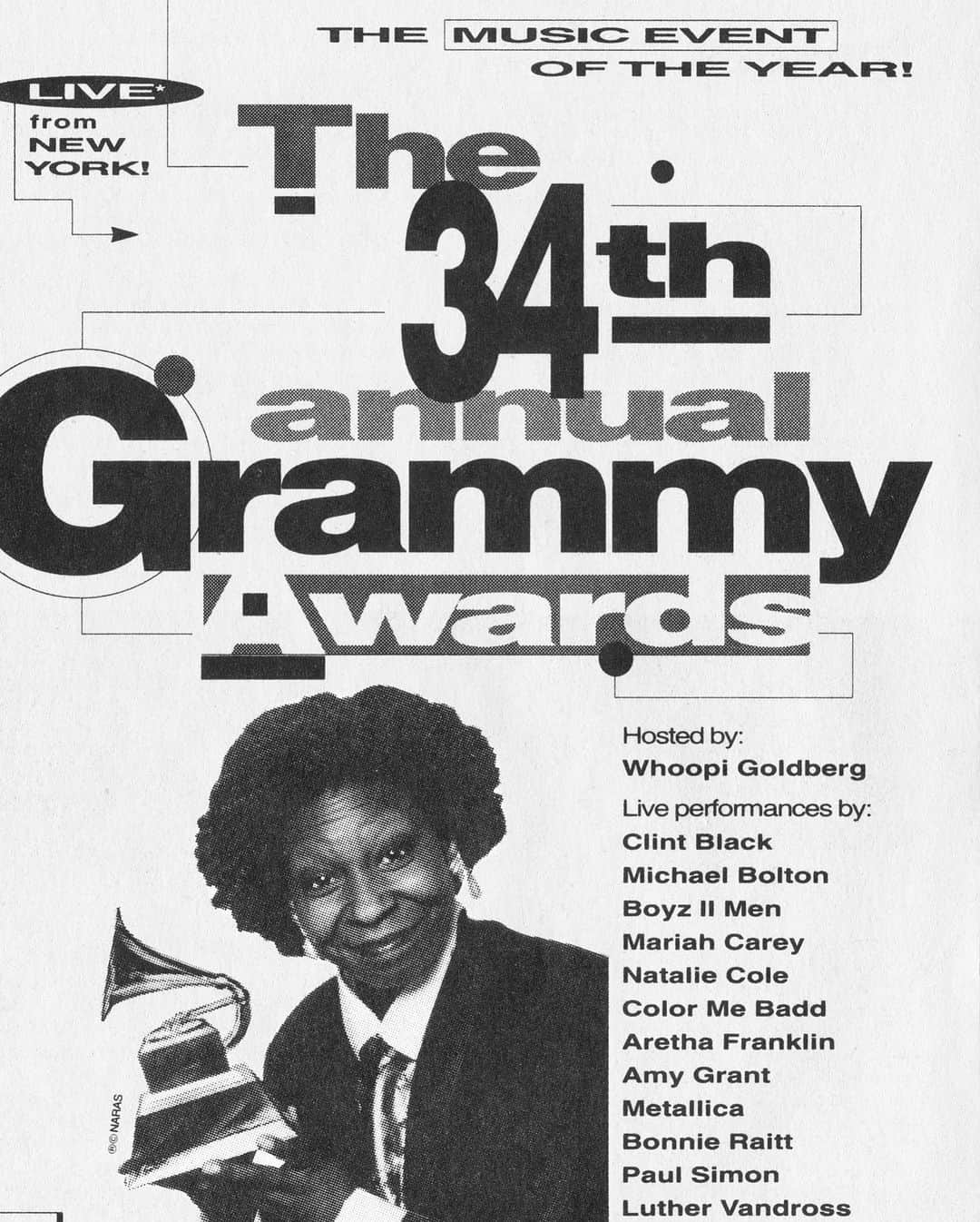 The GRAMMYsさんのインスタグラム写真 - (The GRAMMYsInstagram)「Unforgettable—that’s what the 34th #GRAMMYs (Feb. 25) in 1992 at @RadioCityMusicHall in #NewYork was. #NatalieCole’s salute to the music of her legendary father Nat “King” Cole was remembered with many awards—winning Record Of The Year, Album Of The Year, Song Of The Year, Best Traditional Pop Performance, Best Instrumental Arrangement Accompanying Vocals, Best Engineered Album—Non-Classical. 🎶 The winners of the night also included, #BBKing, DJ Jazzy Jeff, Bonnie Raitt, LL Cool J, Patti LaBelle, Mary Chapin Carpe, #LutherVandross, among others. 💫 The GRAMMY Legend Award for “her relentless pursuit of perfection" was awarded to Barbra Streisand. View more winners from past and this year's GRAMMY Awards by clicking the link in our bio.」2月26日 4時09分 - recordingacademy