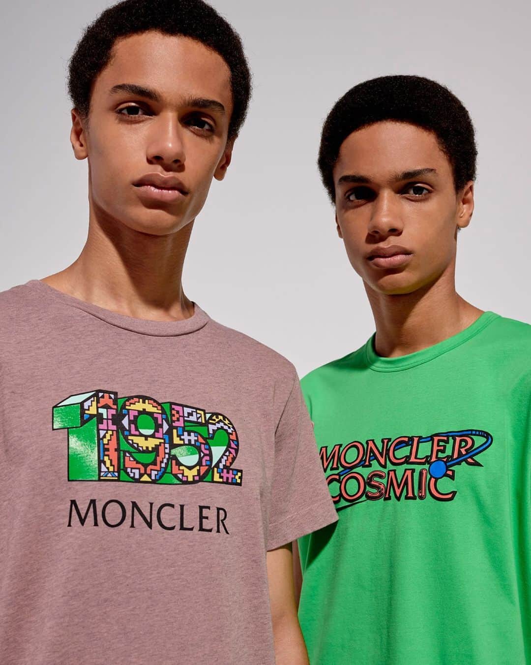 のインスタグラム：「Next up: 2 - Moncler 1952 Man.  The Moncler logo boldly patternized with Fergus Purcell’s graffiti brights. Available now on Moncler.com and in store. _ #MONCLERGENIUS #MONCLER1952 @SergioZambon」