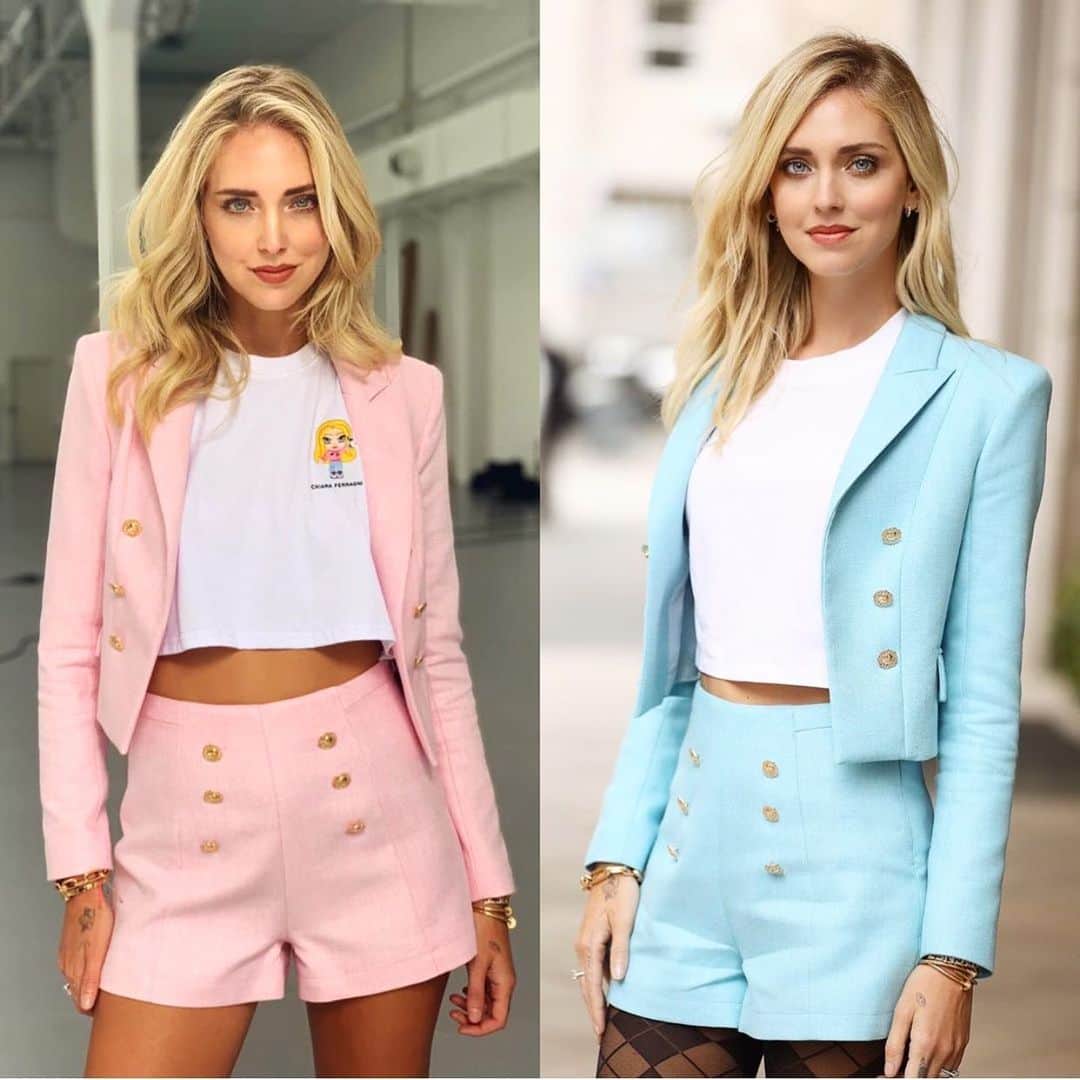 キアラ・フェラーニさんのインスタグラム写真 - (キアラ・フェラーニInstagram)「Our new @chiaraferragnicollection uniforms: which one do you prefer? Baby pink or baby blue?」2月26日 19時40分 - chiaraferragni